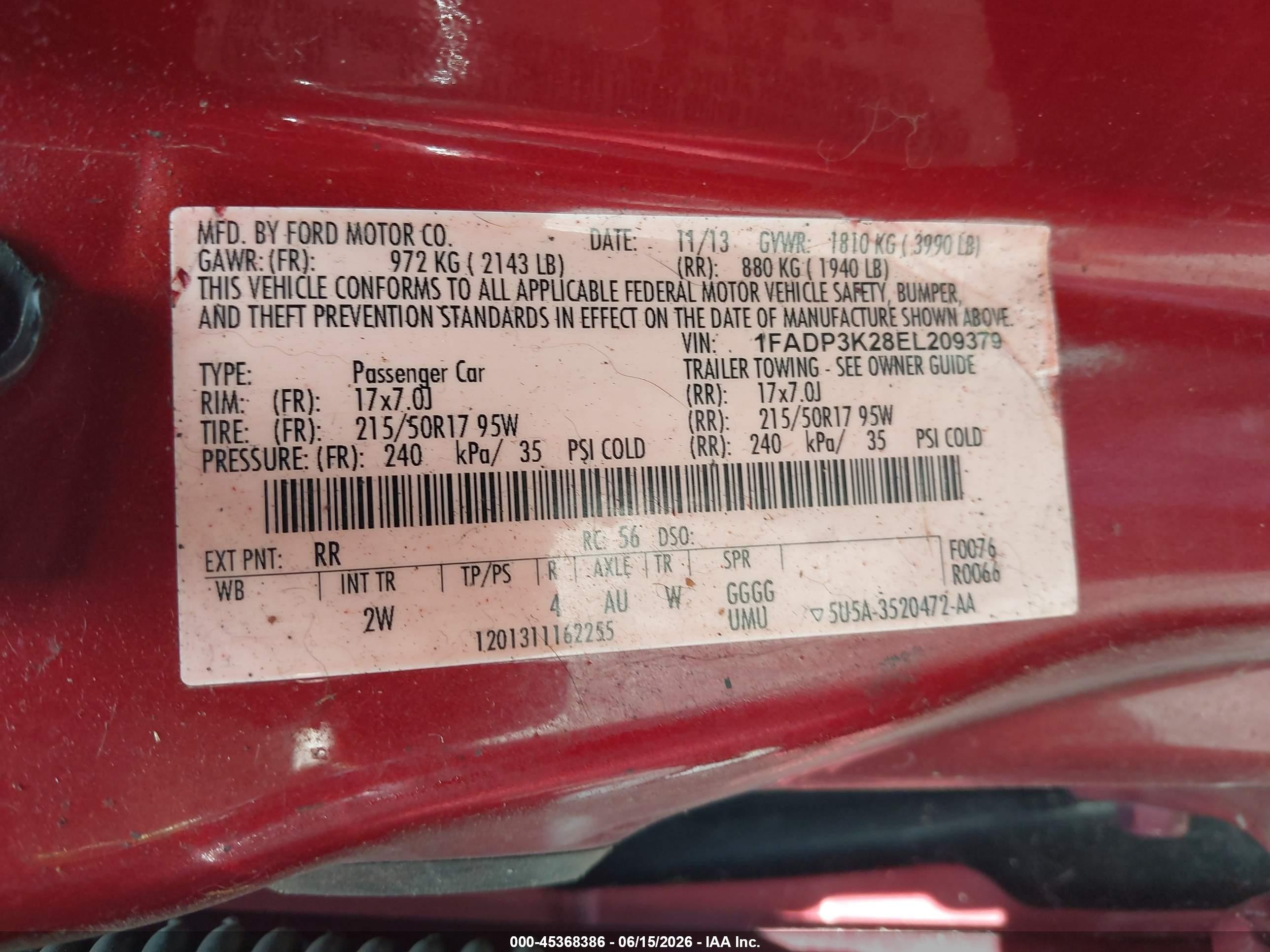 2014 Ford Focus Se Red vin: 1FADP3K28EL209379