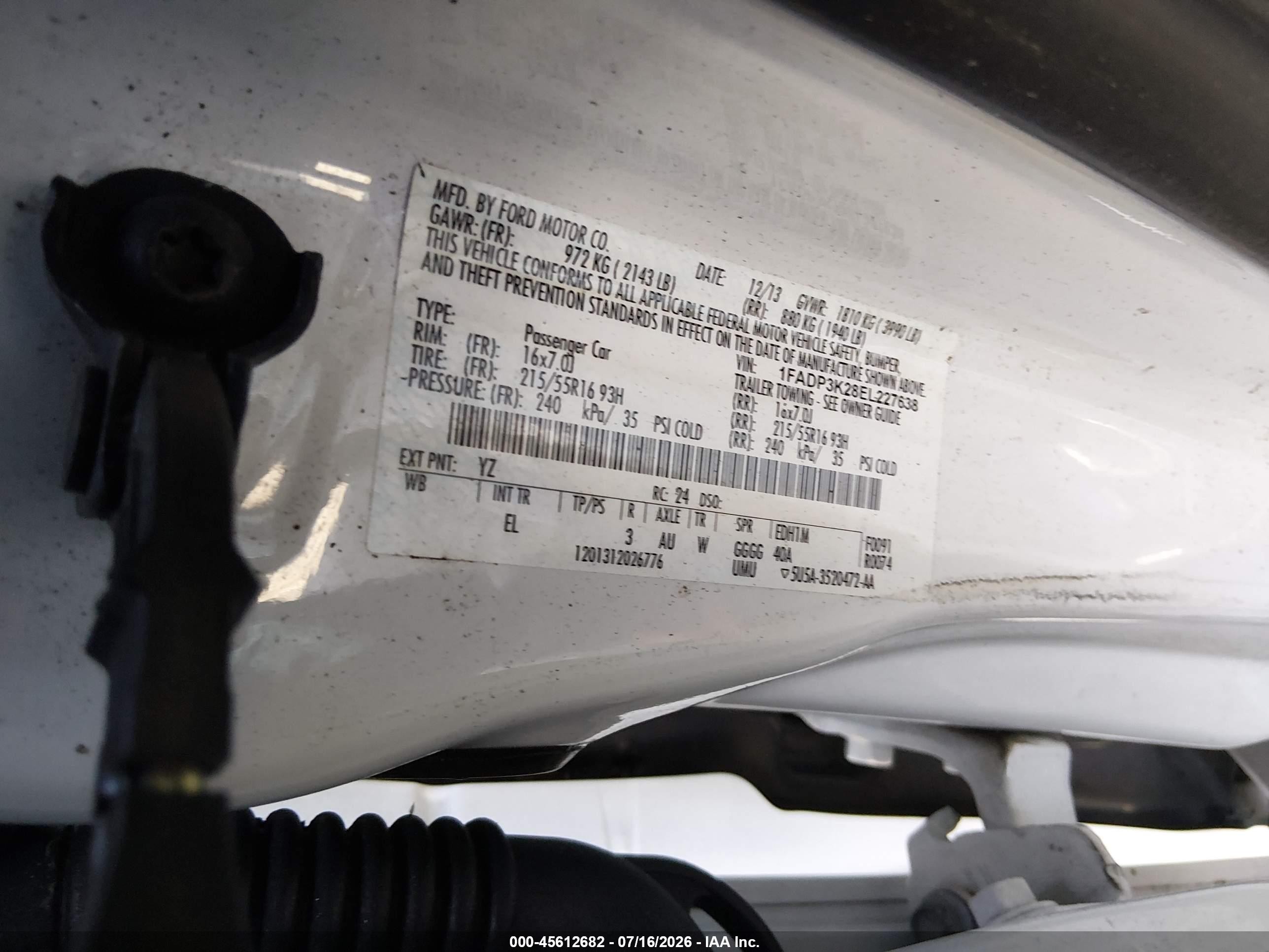 2014 Ford Focus Se White vin: 1FADP3K28EL227638