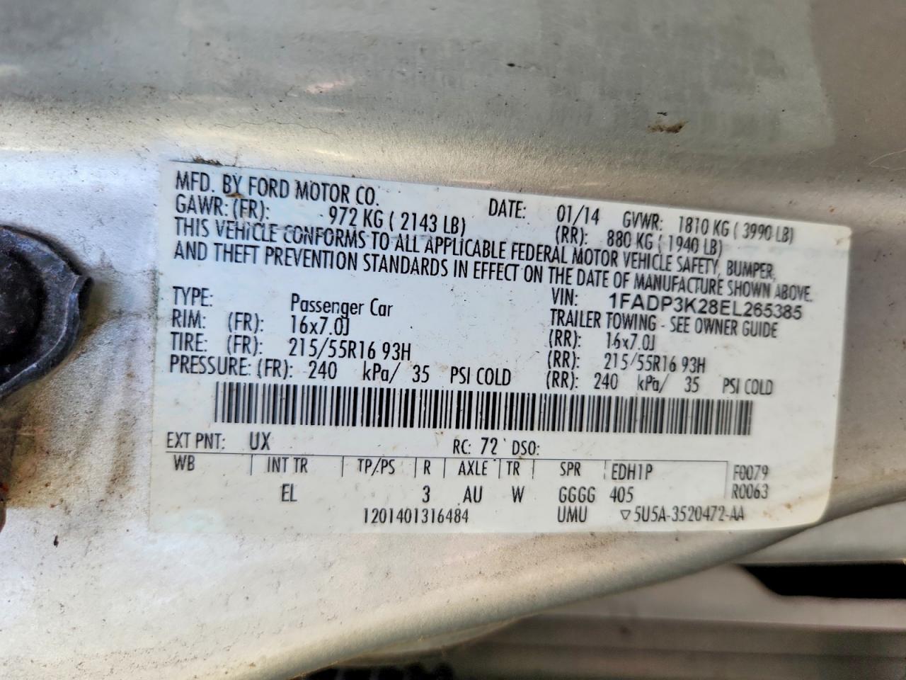 2014 Ford Focus Se Silver vin: 1FADP3K28EL265385