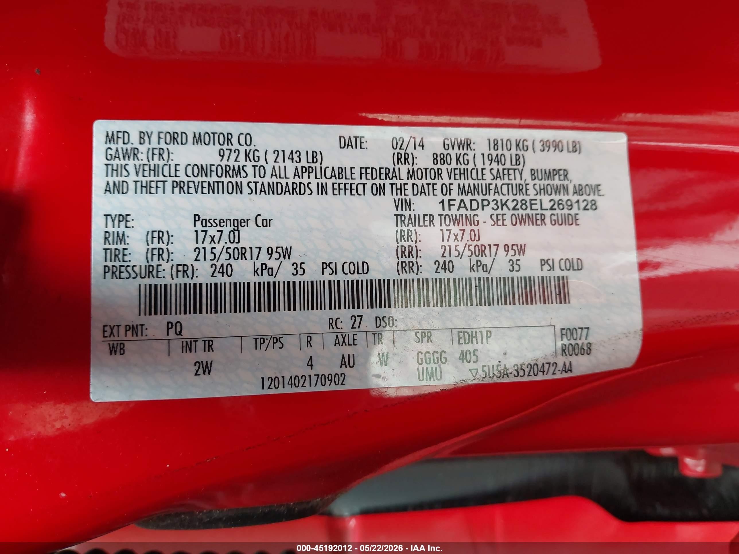2014 Ford Focus Se Red vin: 1FADP3K28EL269128