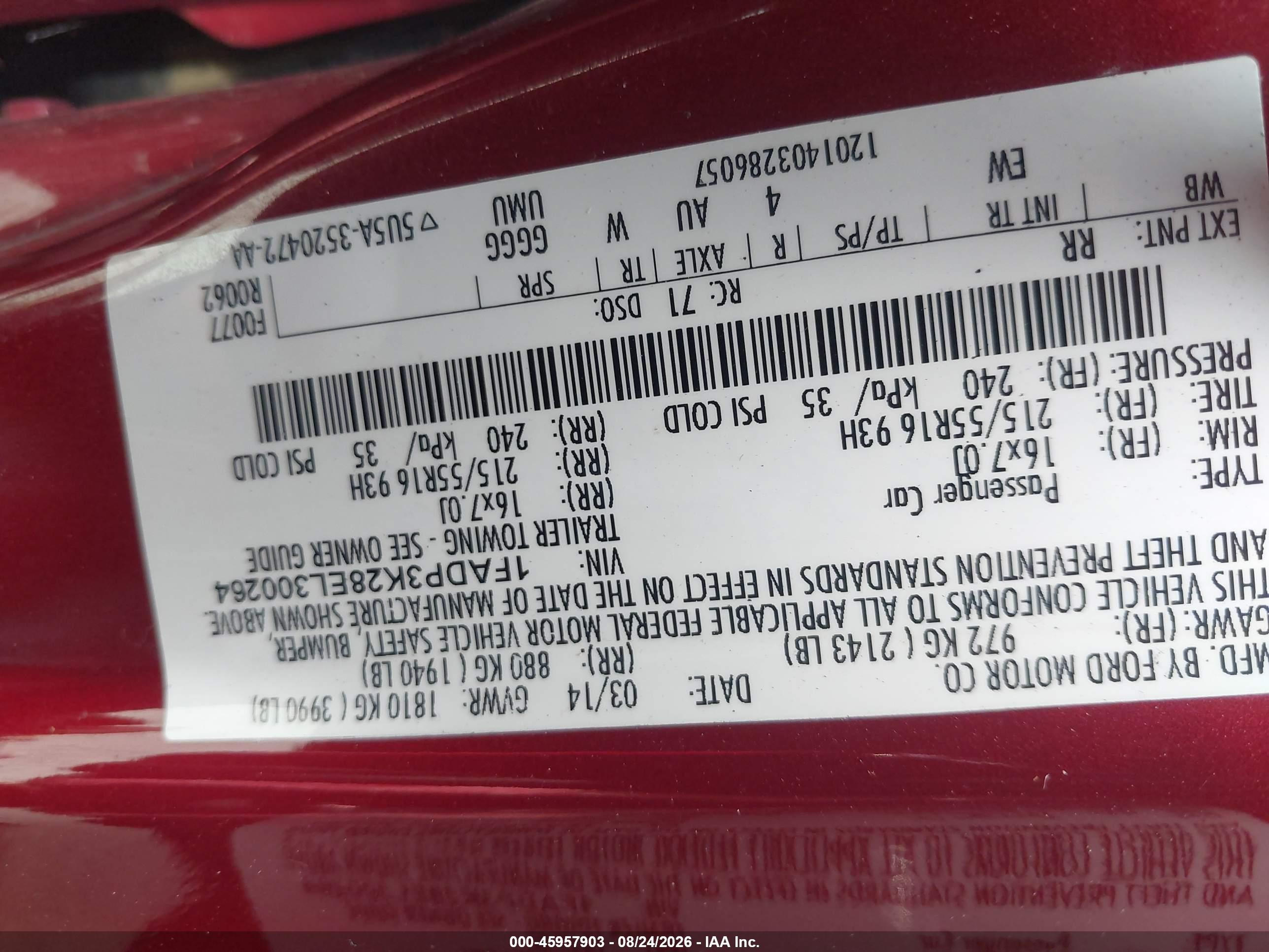 2014 Ford Focus Se Burgundy vin: 1FADP3K28EL300264