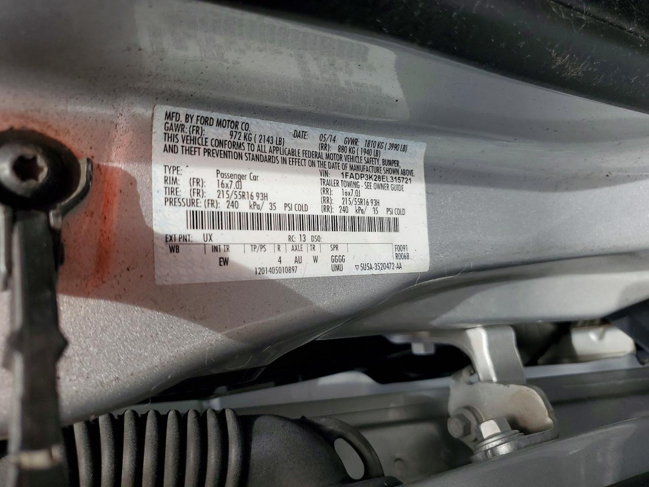 2014 Ford Focus Se Silver vin: 1FADP3K28EL315721