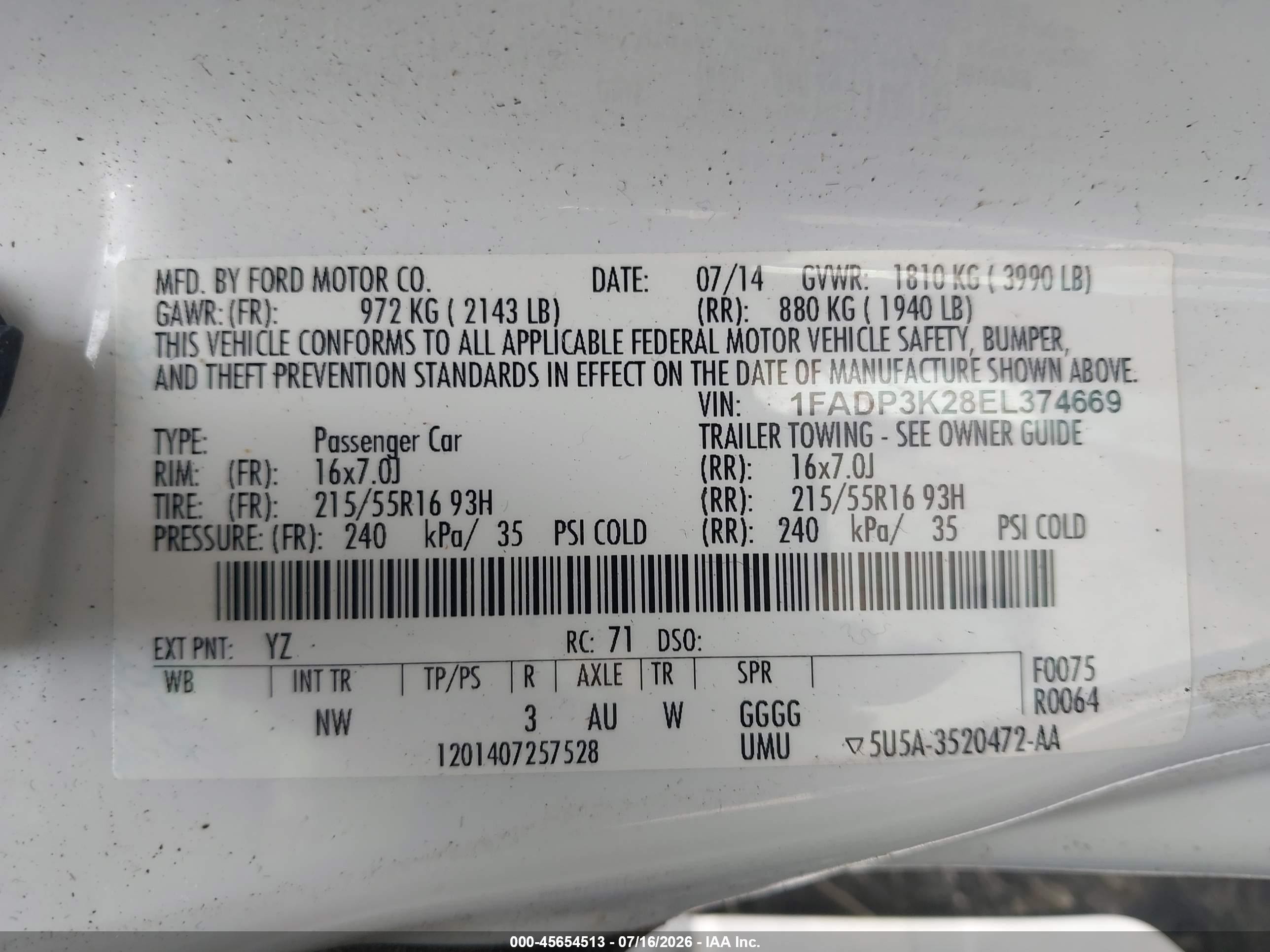 2014 Ford Focus Se Белый vin: 1FADP3K28EL374669