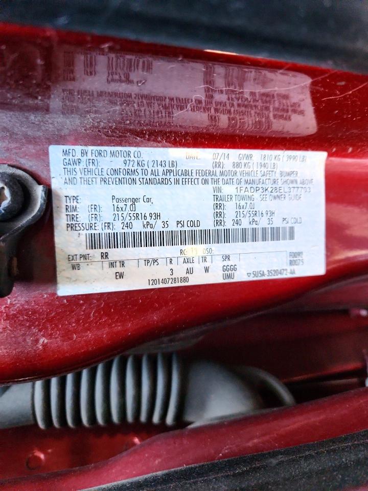 2014 Ford Focus Se Red vin: 1FADP3K28EL377703