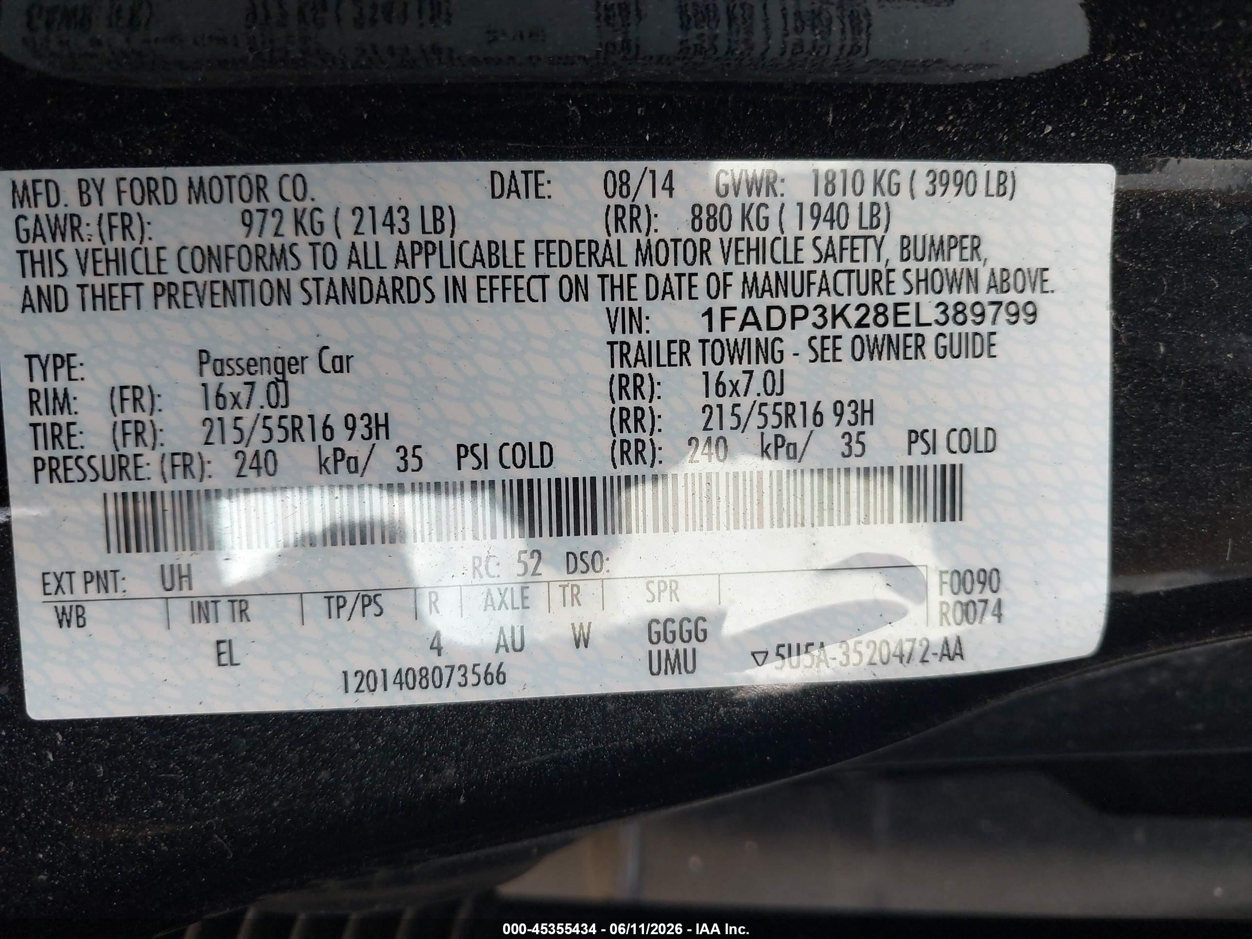 2014 Ford Focus Se Black vin: 1FADP3K28EL389799