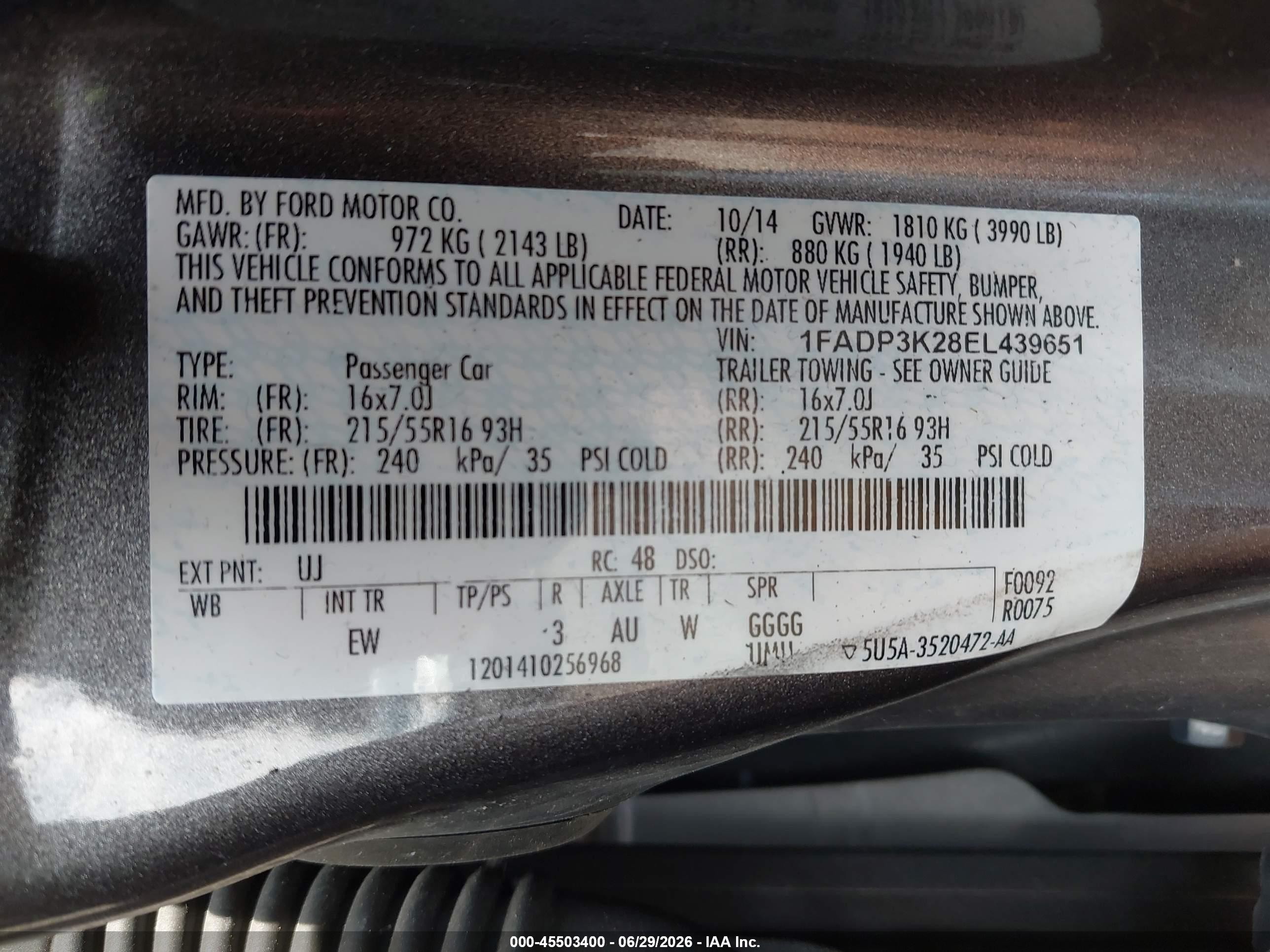 2014 Ford Focus Se Gray vin: 1FADP3K28EL439651