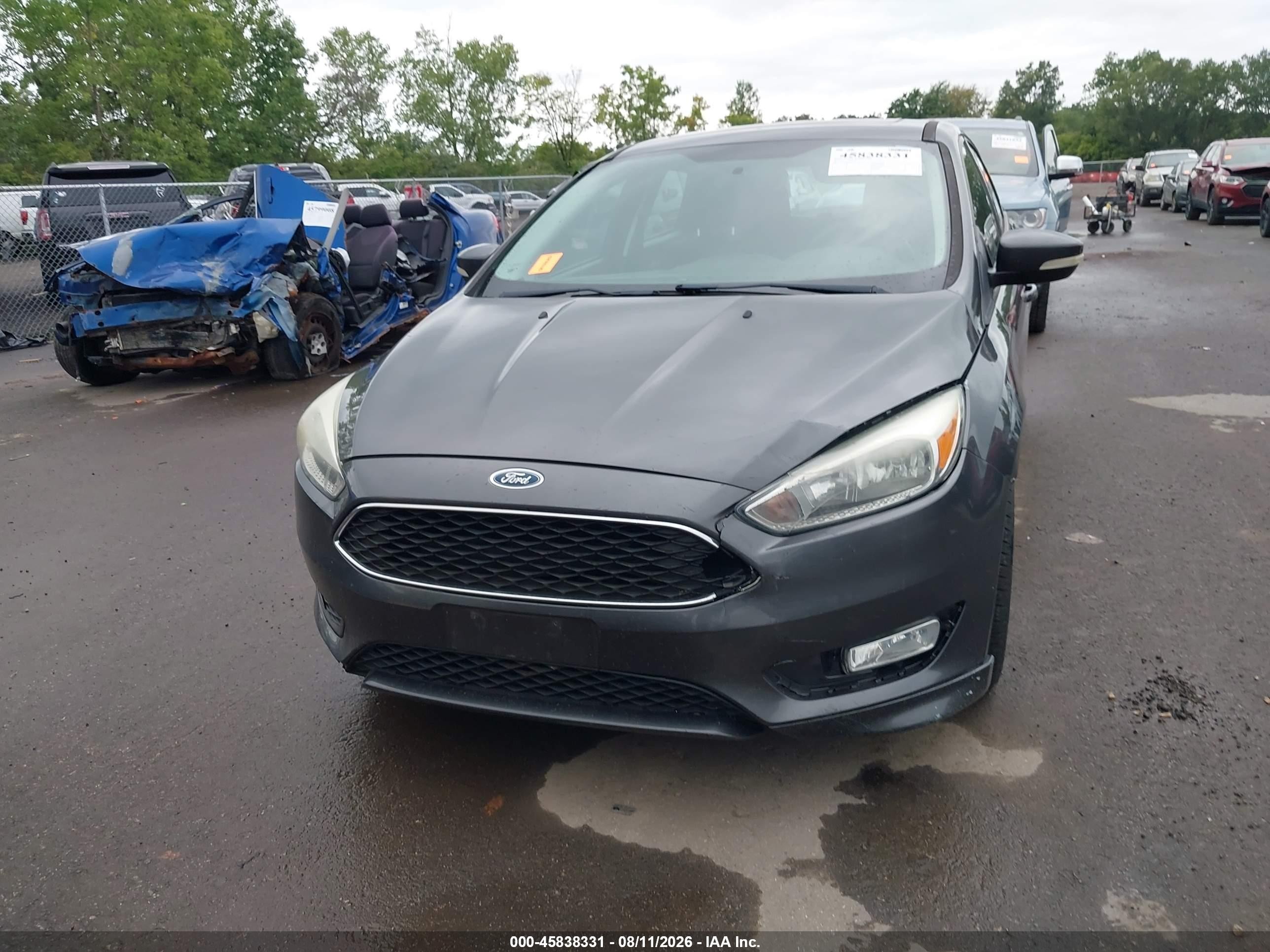 2015 Ford Focus Se Gray vin: 1FADP3K28FL217130