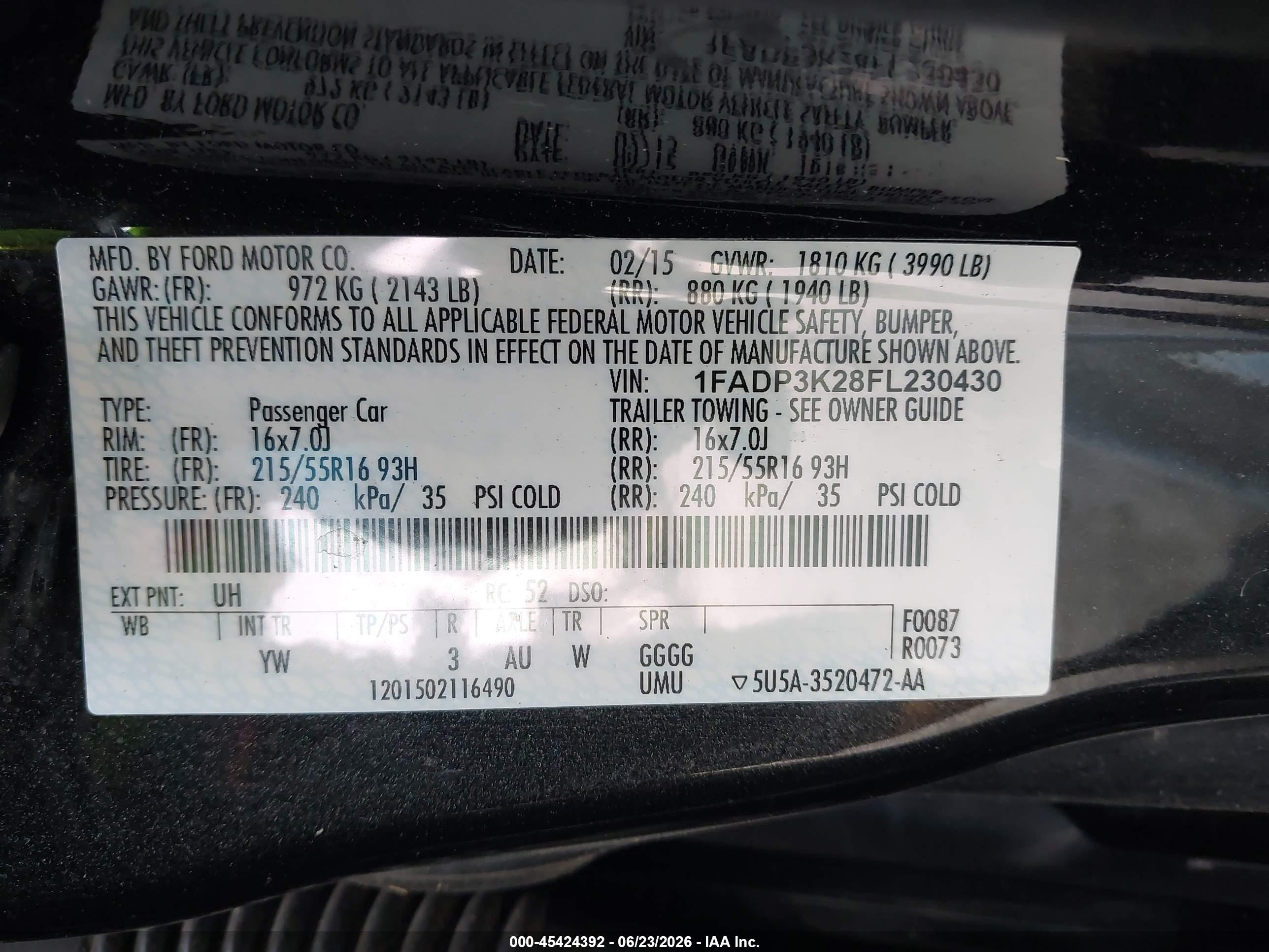 2015 Ford Focus Se Black vin: 1FADP3K28FL230430