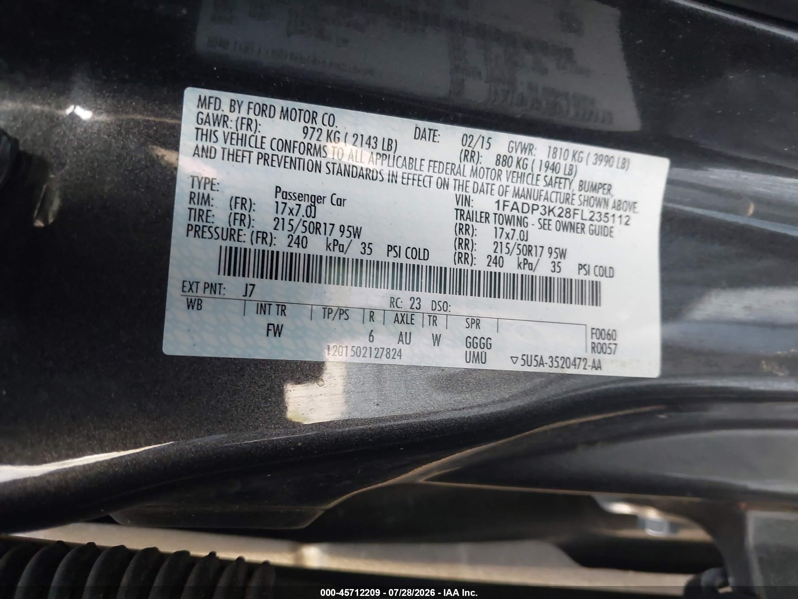 2015 Ford Focus Se Gray vin: 1FADP3K28FL235112