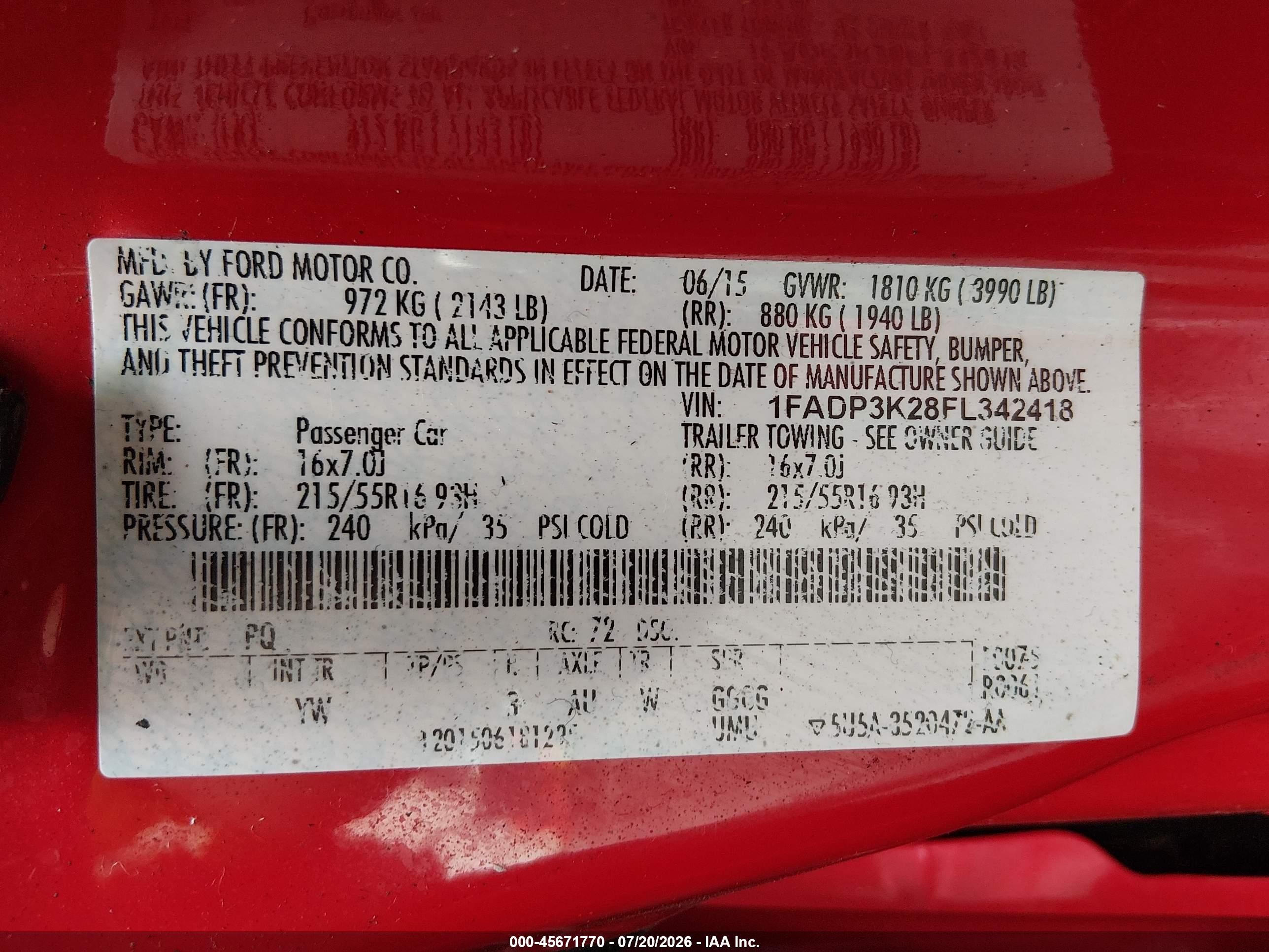 2015 Ford Focus Se Red vin: 1FADP3K28FL342418