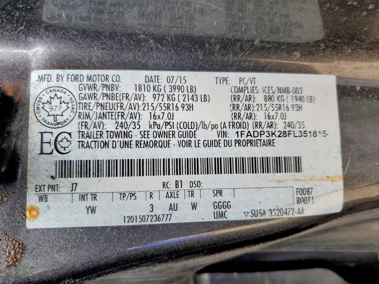 2015 Ford Focus Se Gray vin: 1FADP3K28FL351815