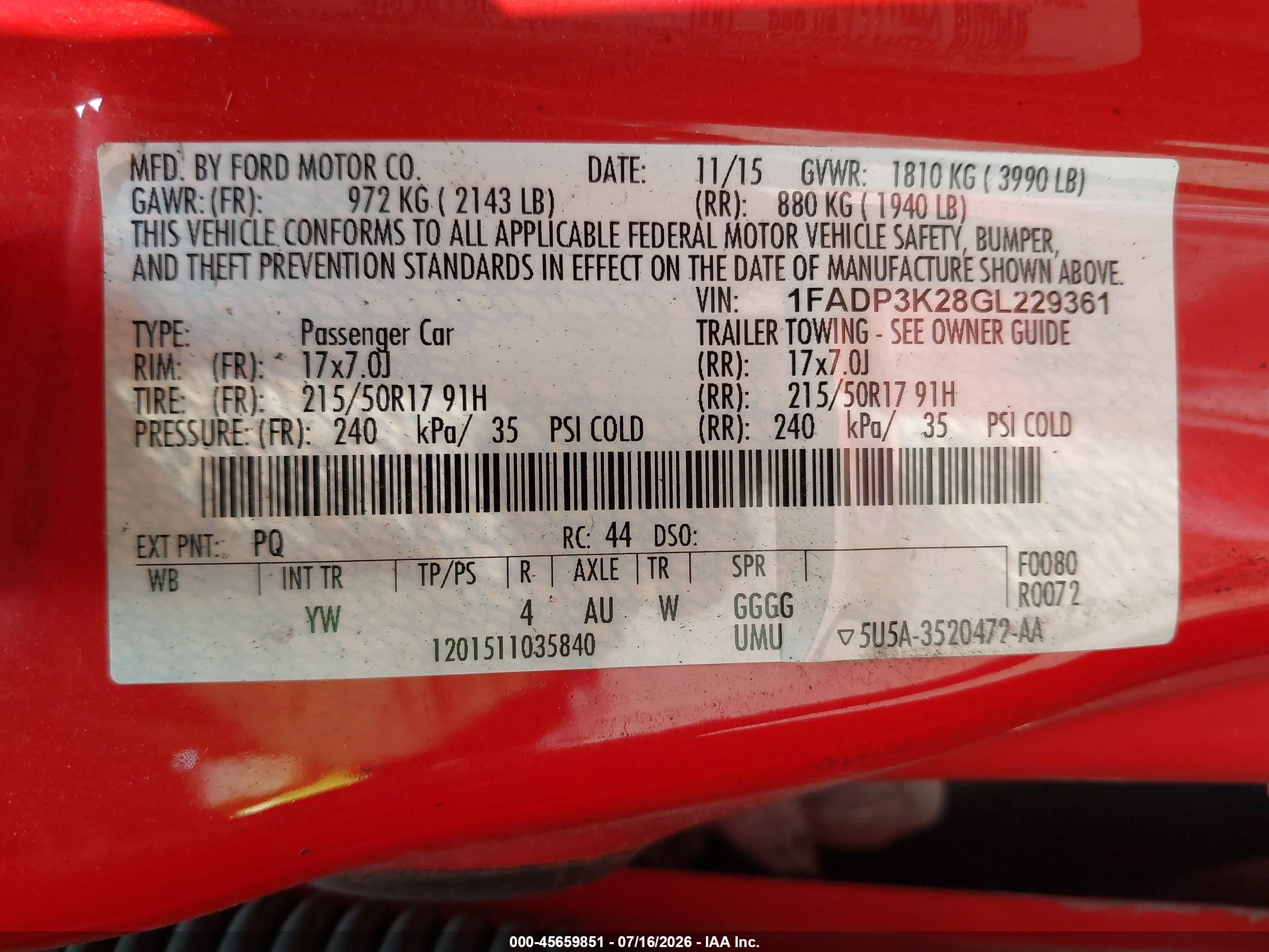 2016 Ford Focus Se Red vin: 1FADP3K28GL229361