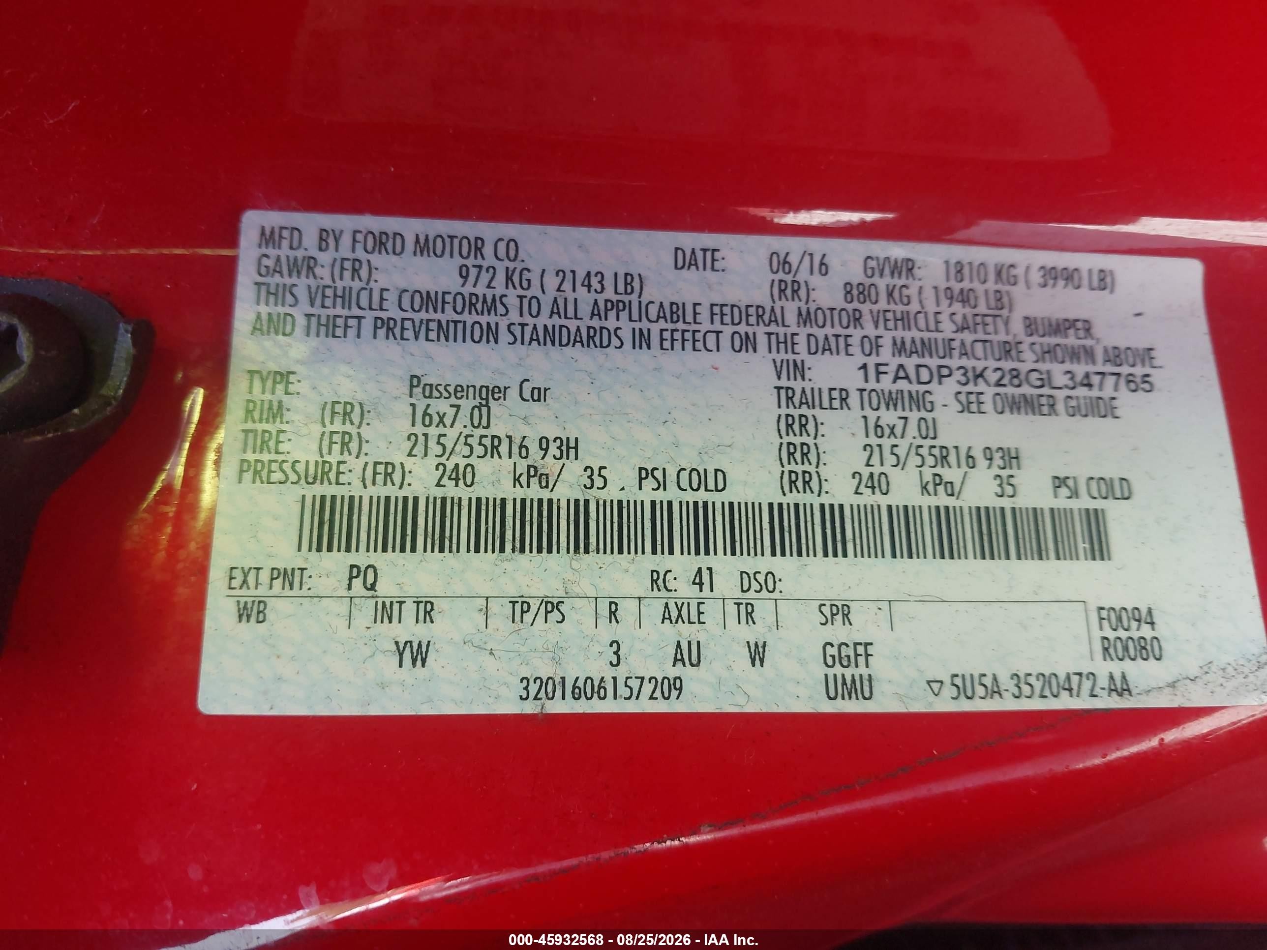 2016 Ford Focus Se Red vin: 1FADP3K28GL347765