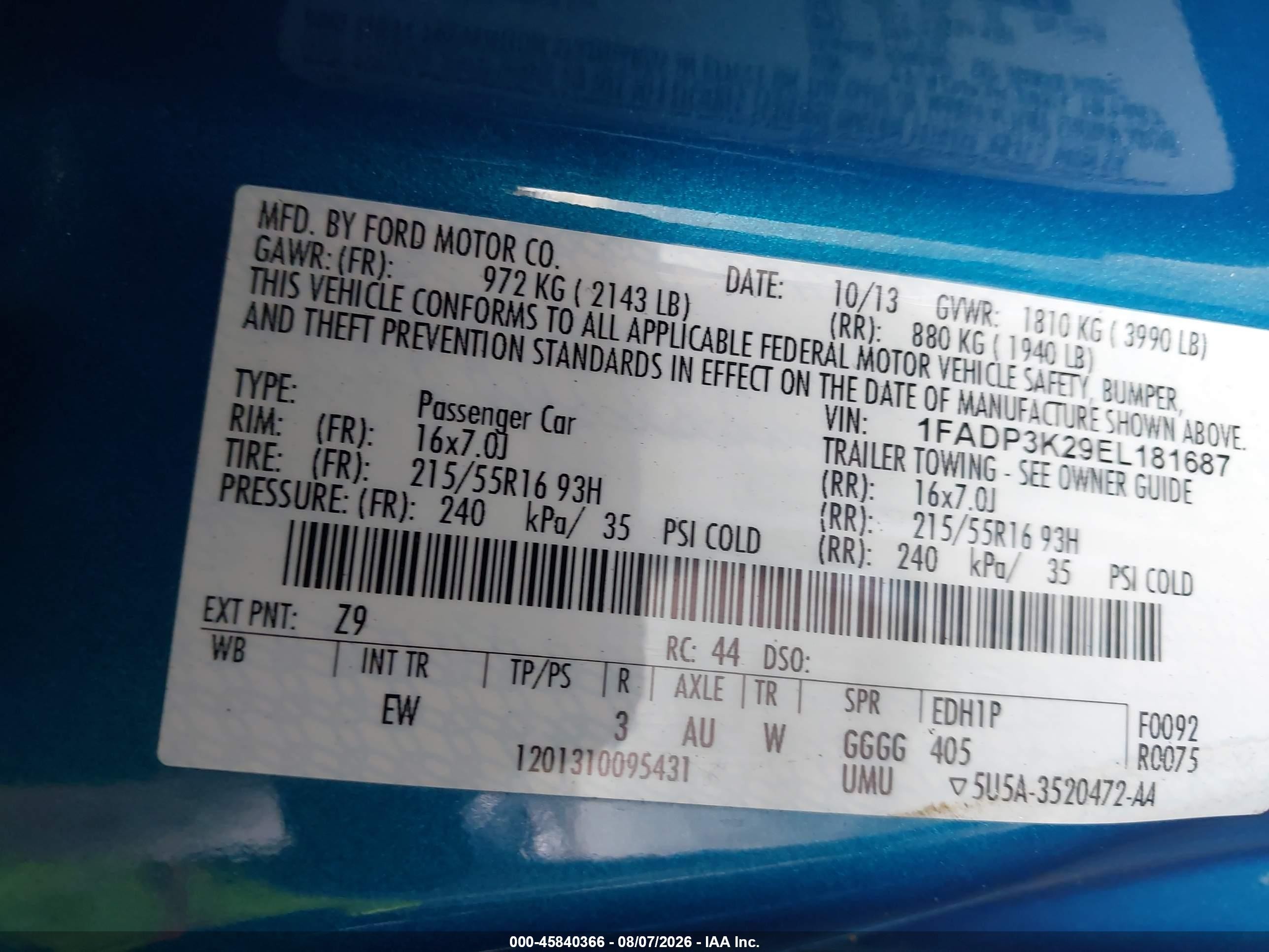 2014 Ford Focus Se Blue vin: 1FADP3K29EL181687