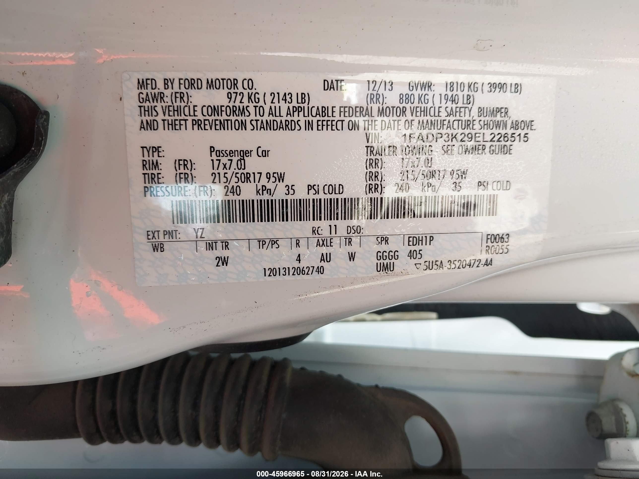 2014 Ford Focus Se White vin: 1FADP3K29EL226515