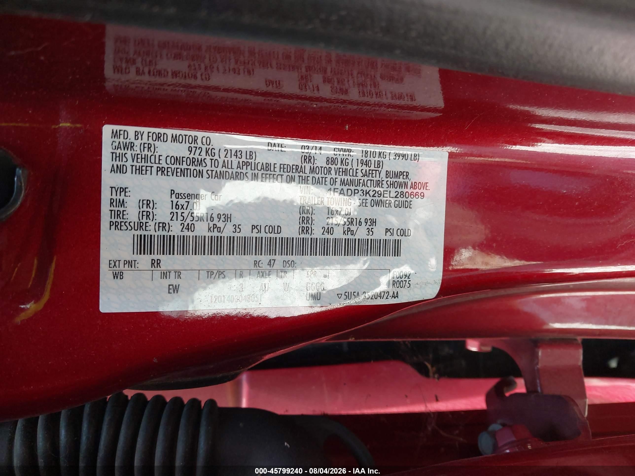 2014 Ford Focus Se Темно-бордовый vin: 1FADP3K29EL280669