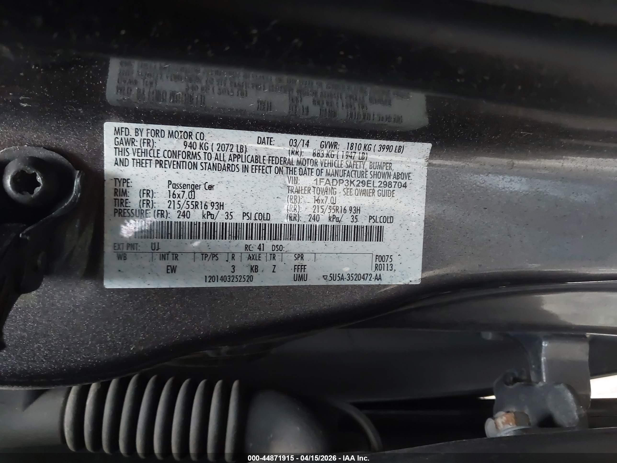 2014 Ford Focus Se Gray vin: 1FADP3K29EL298704