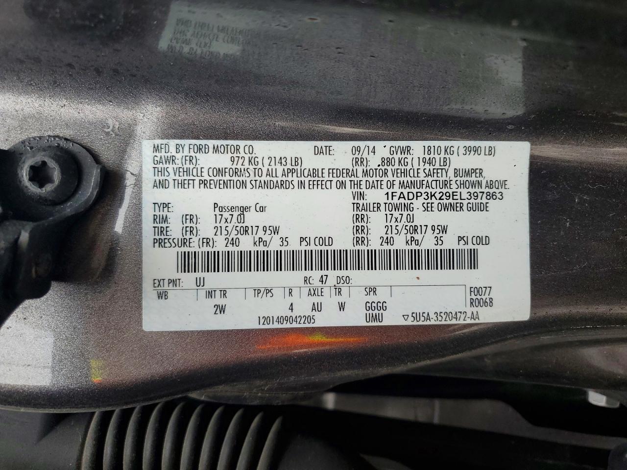 2014 Ford Focus Se Gray vin: 1FADP3K29EL397863