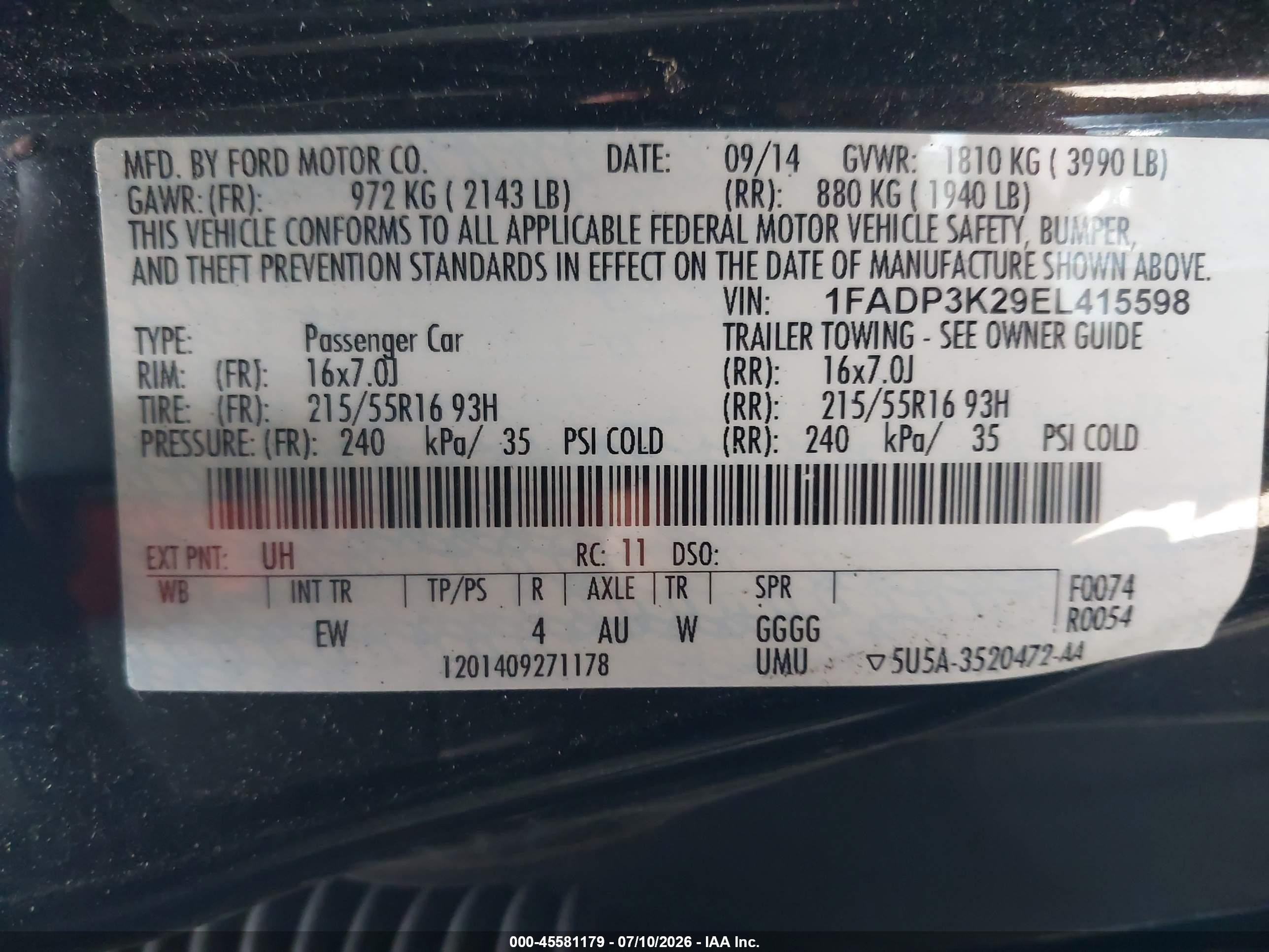 2014 Ford Focus Se Black vin: 1FADP3K29EL415598