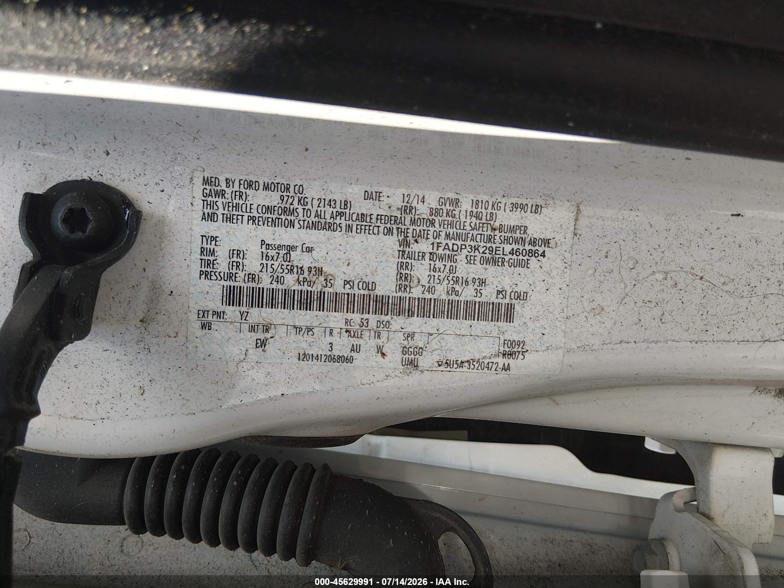 2014 Ford Focus Se White vin: 1FADP3K29EL460864