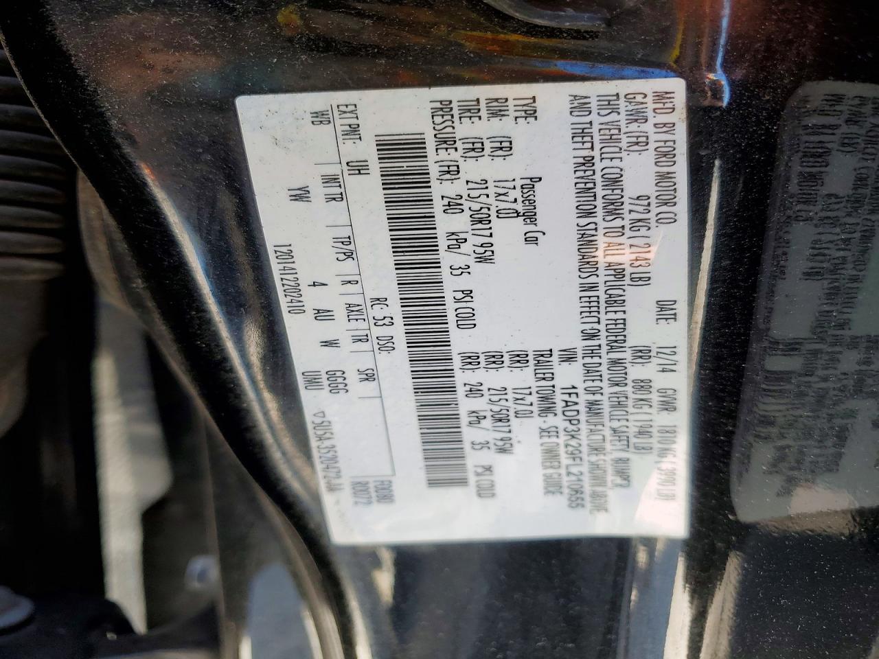 2015 Ford Focus Черный vin: 1FADP3K29FL210655