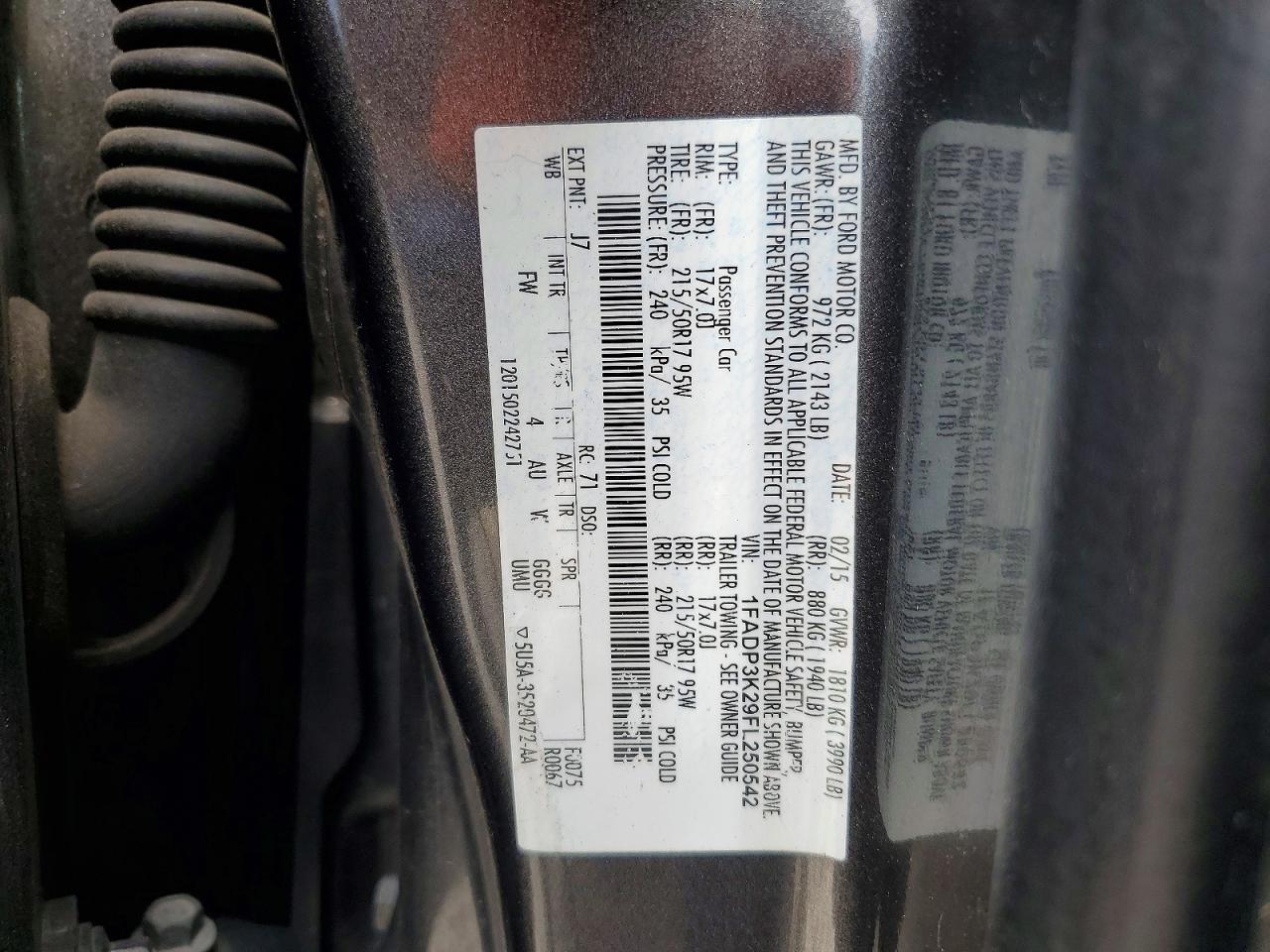 2015 Ford Focus Se Gray vin: 1FADP3K29FL250542
