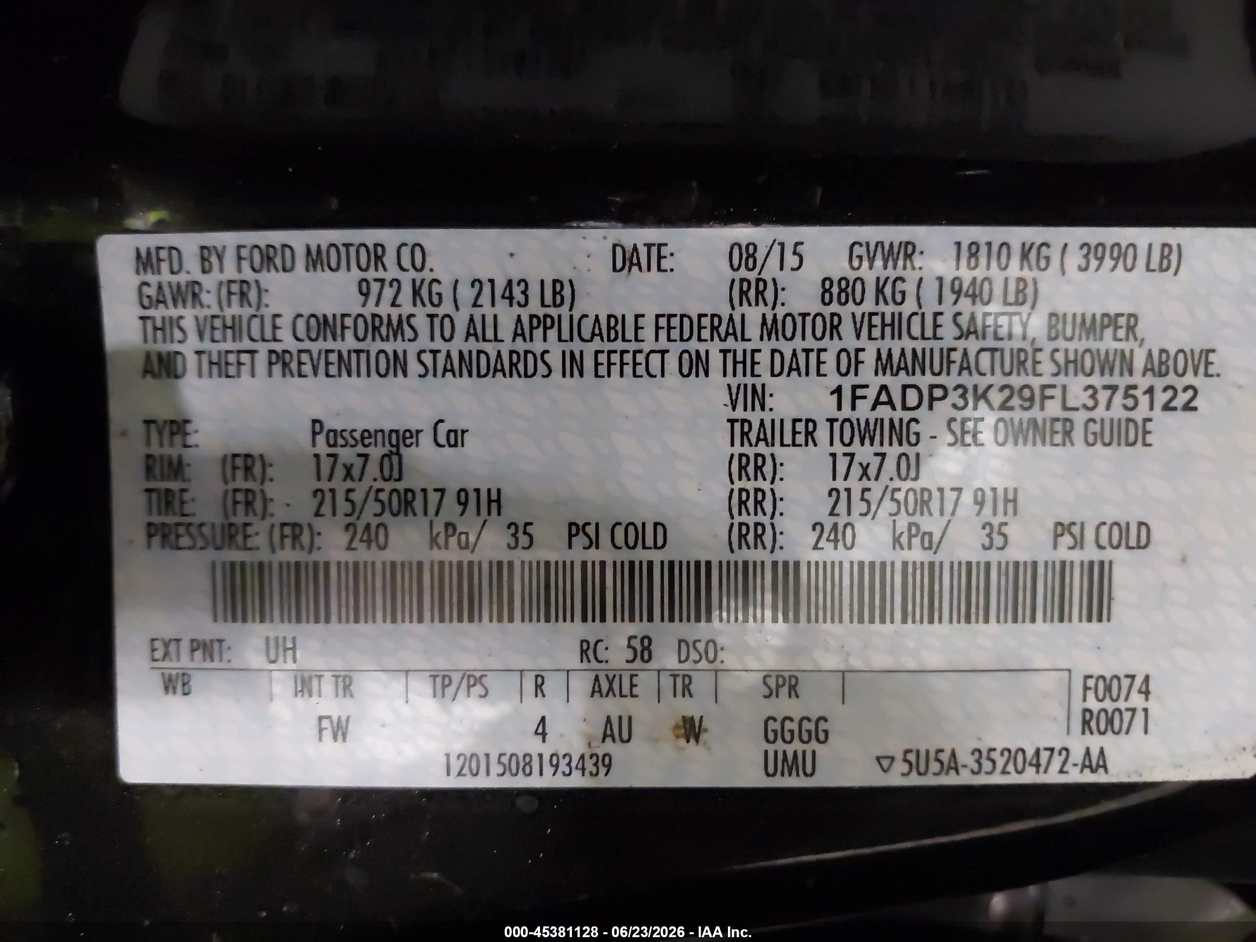 2015 Ford Focus Se Dark Blue vin: 1FADP3K29FL375122