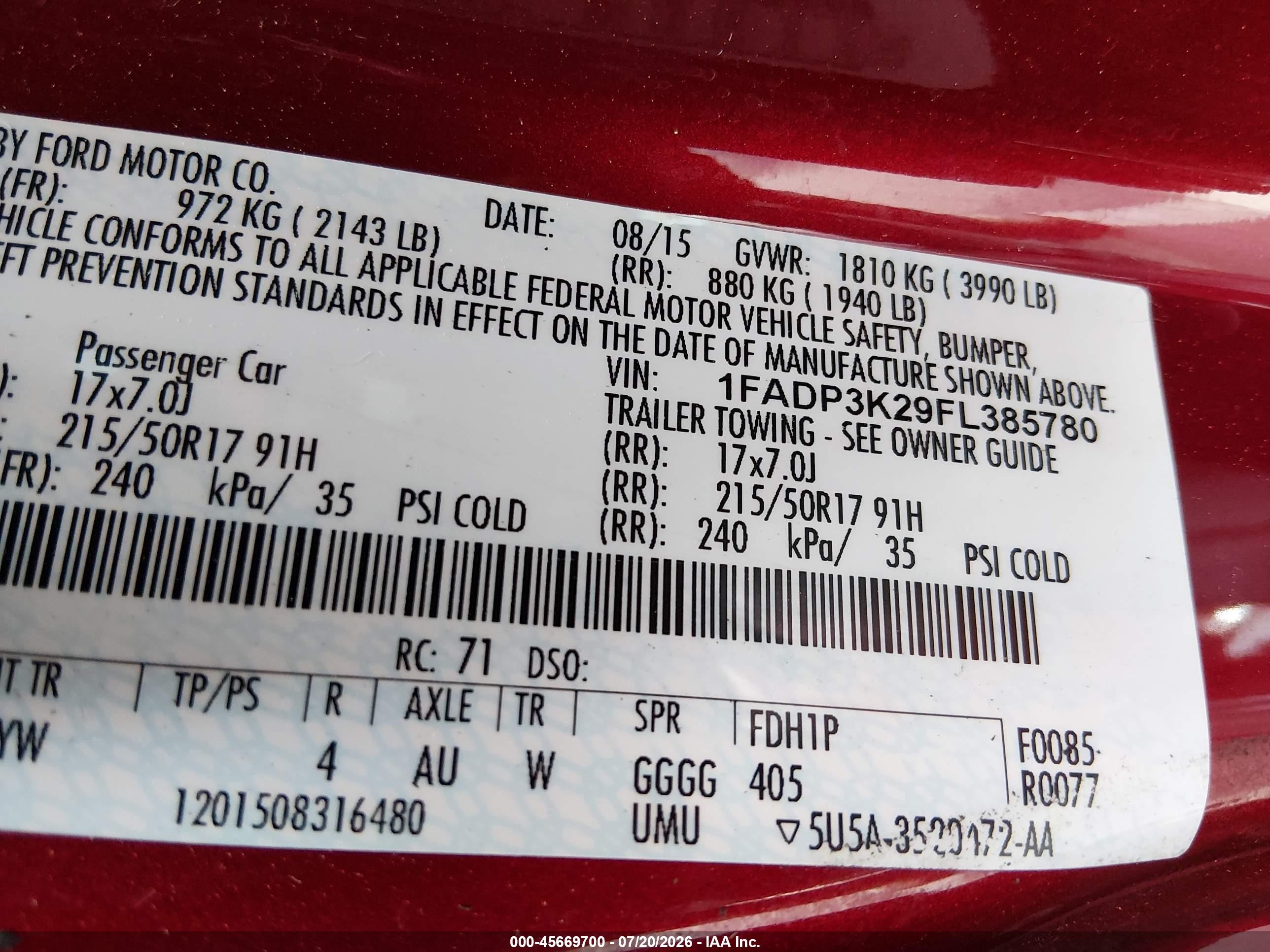 2015 Ford Focus Se Red vin: 1FADP3K29FL385780
