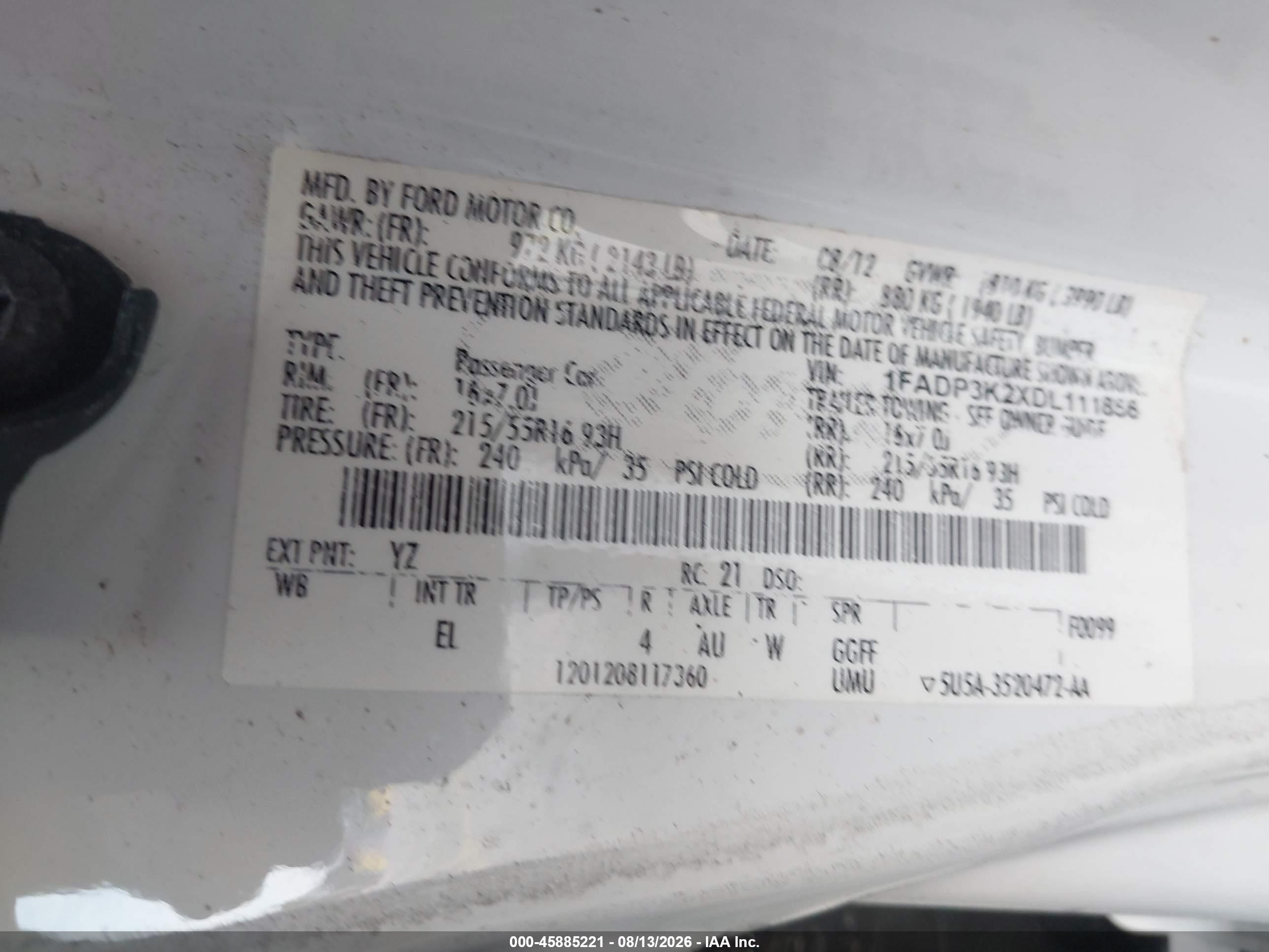 2013 Ford Focus Se White vin: 1FADP3K2XDL111856