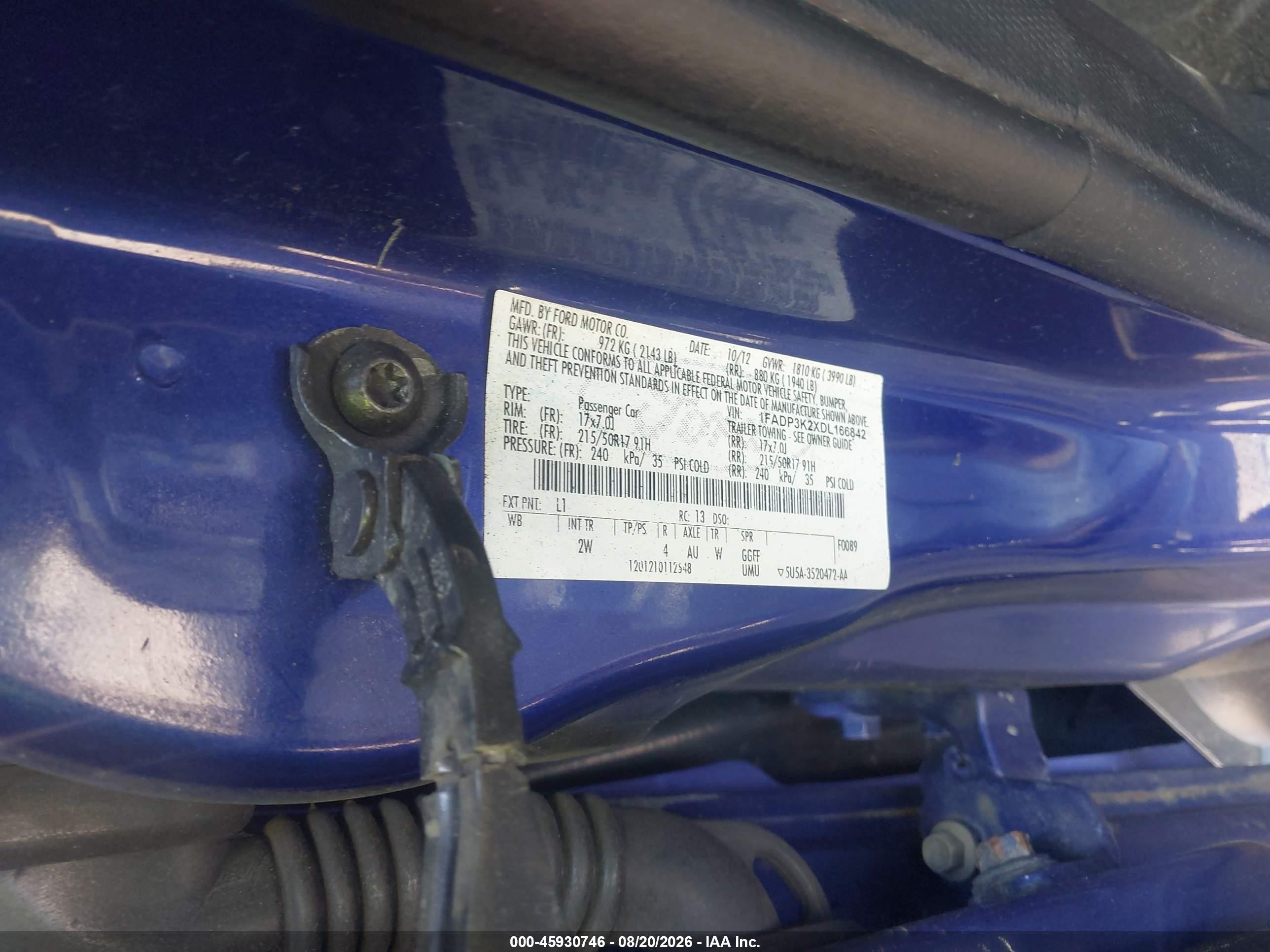 2013 Ford Focus Se Blue vin: 1FADP3K2XDL166842