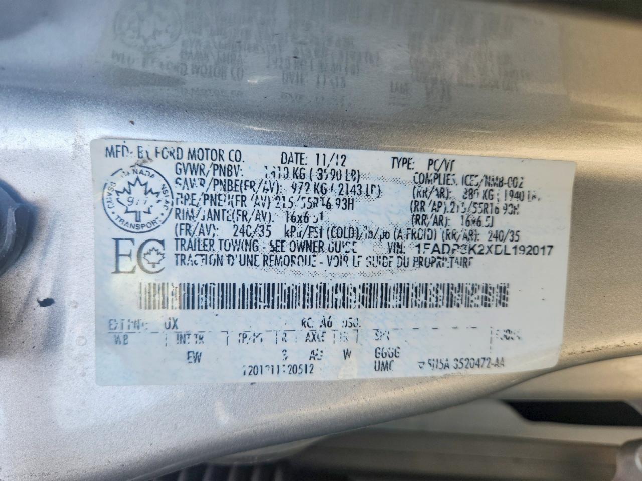 2013 Ford Focus Se Silver vin: 1FADP3K2XDL192017