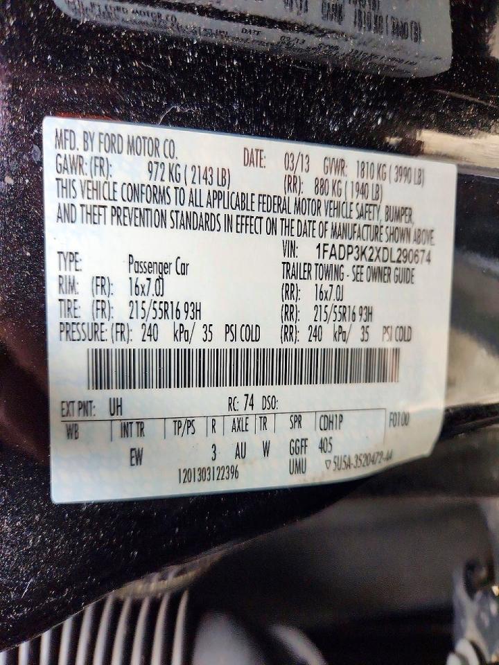 2013 Ford Focus Se Black vin: 1FADP3K2XDL290674