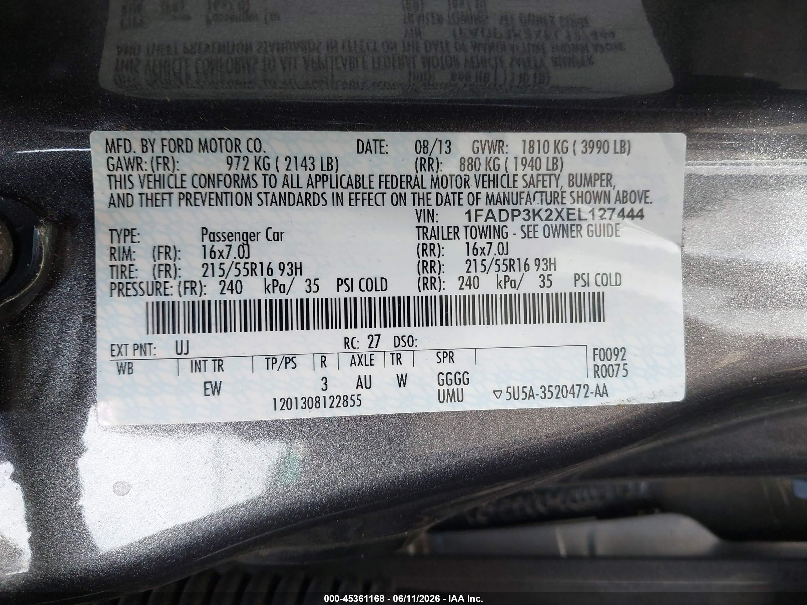 2014 Ford Focus Se Gray vin: 1FADP3K2XEL127444