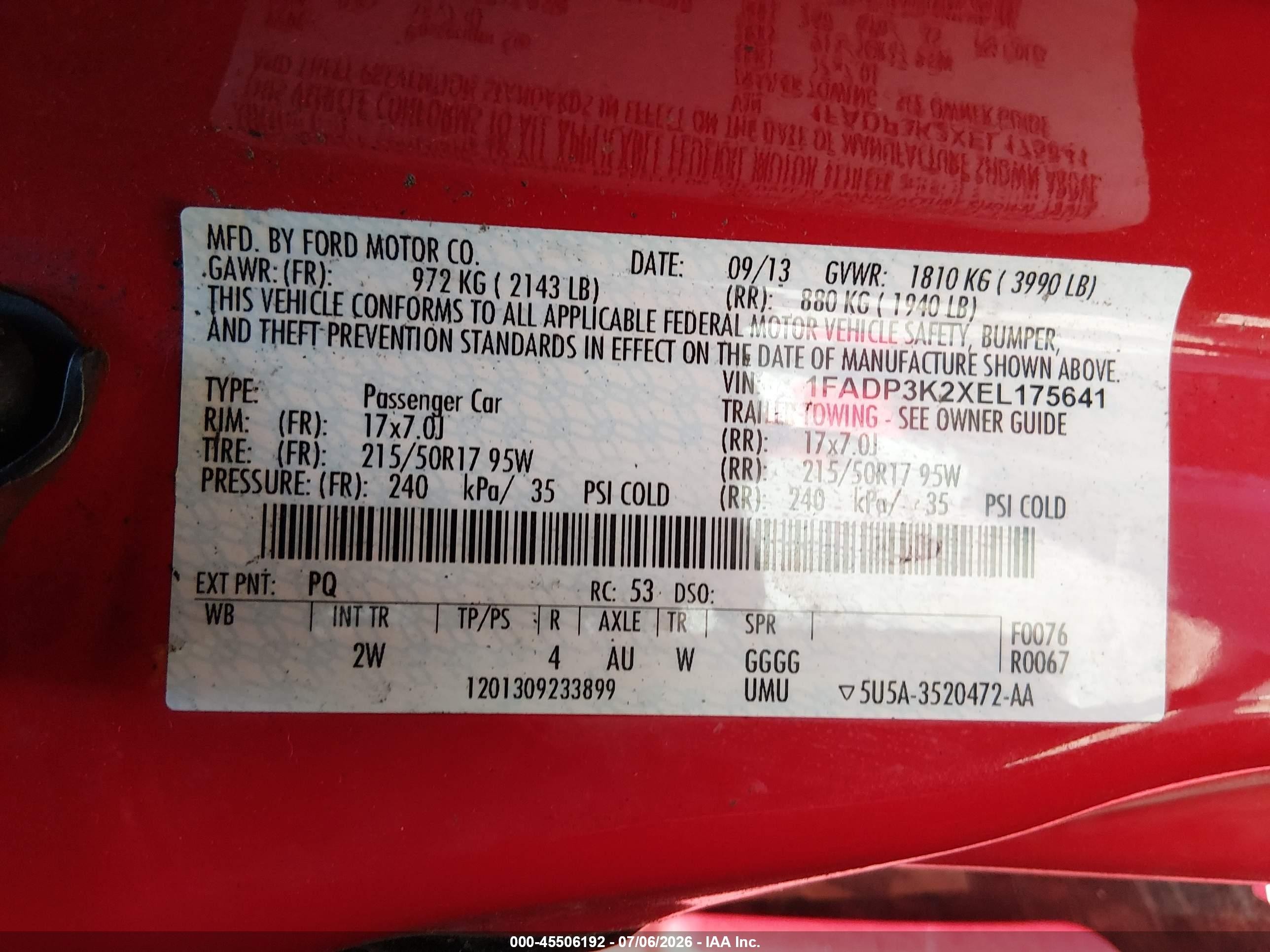 2014 Ford Focus Se Red vin: 1FADP3K2XEL175641