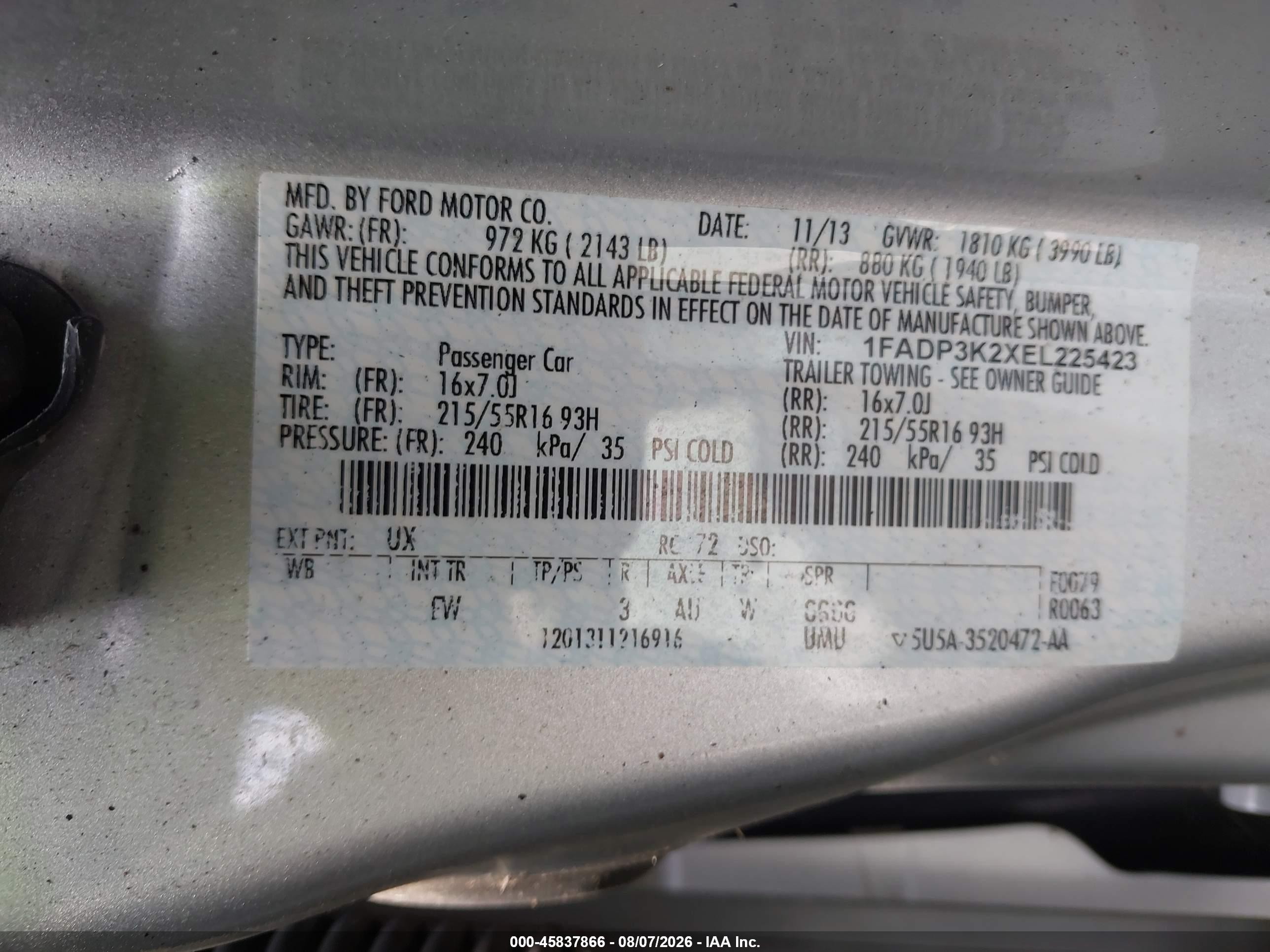2014 Ford Focus Se Gray vin: 1FADP3K2XEL225423