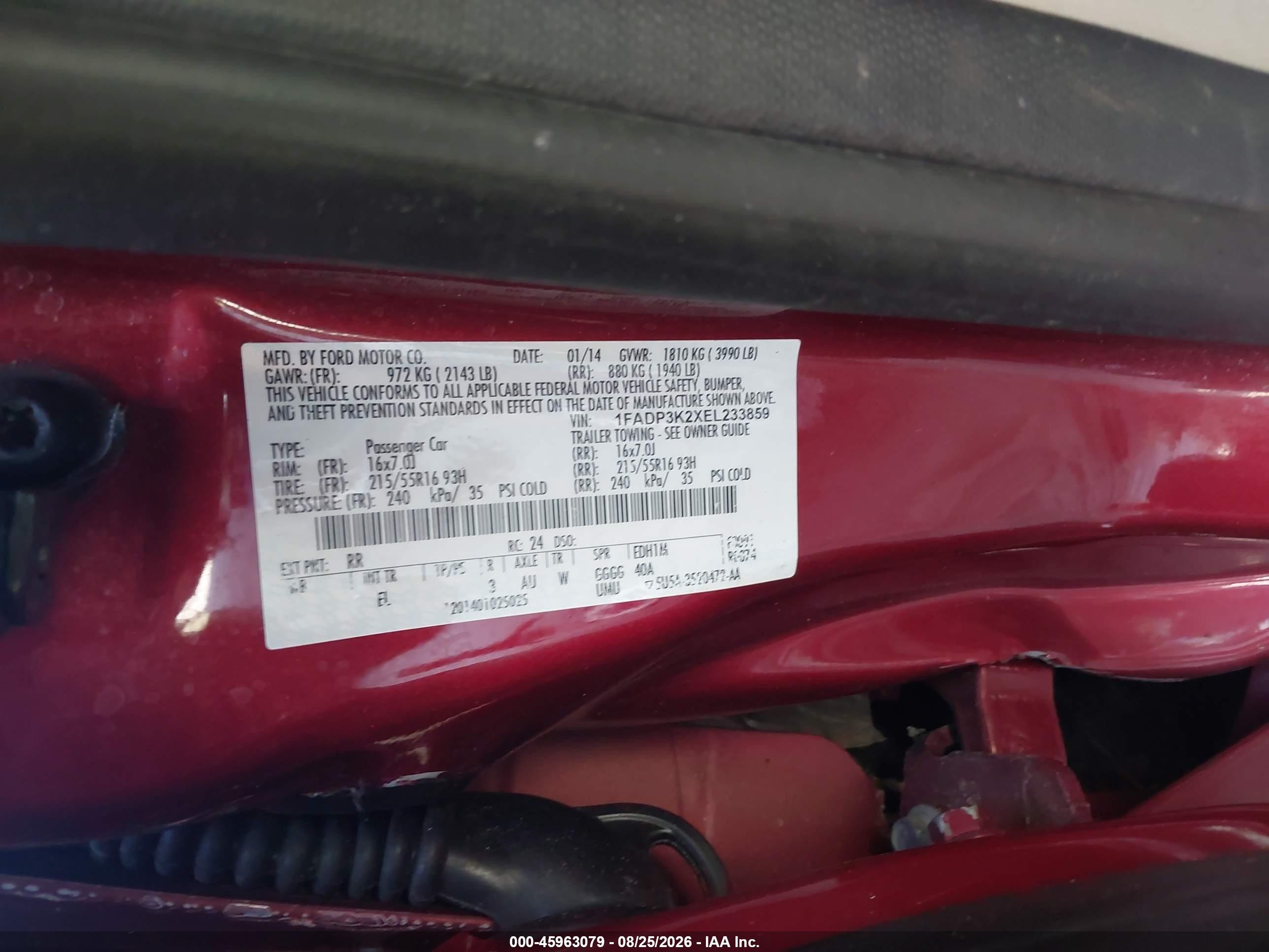 2014 Ford Focus Se Red vin: 1FADP3K2XEL233859