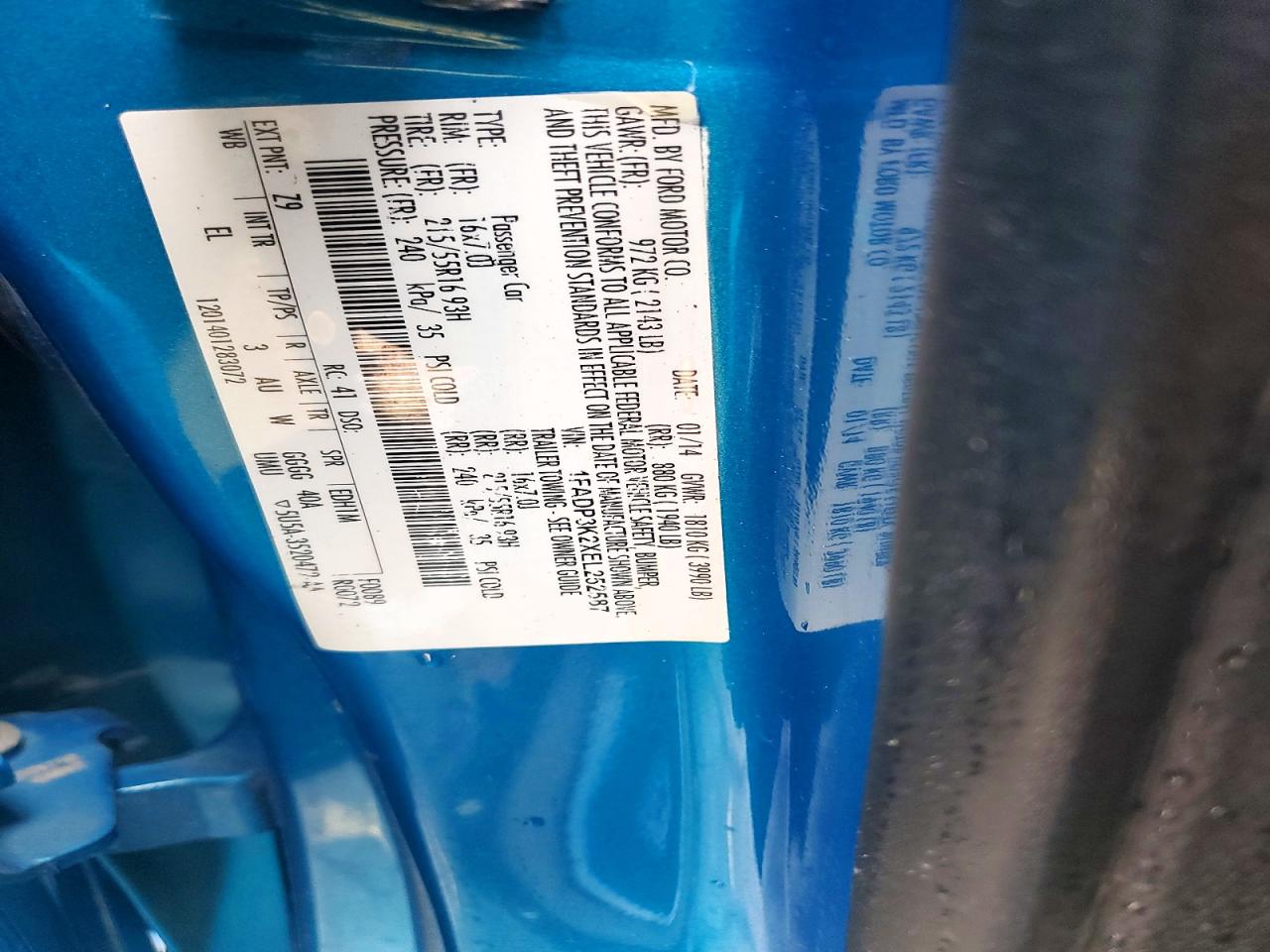 2014 Ford Focus Se Blue vin: 1FADP3K2XEL252587