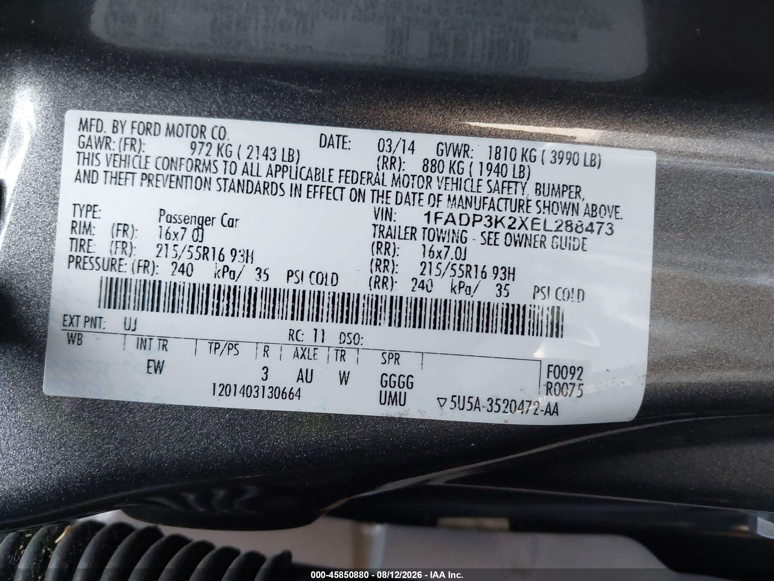 2014 Ford Focus Se Gray vin: 1FADP3K2XEL288473