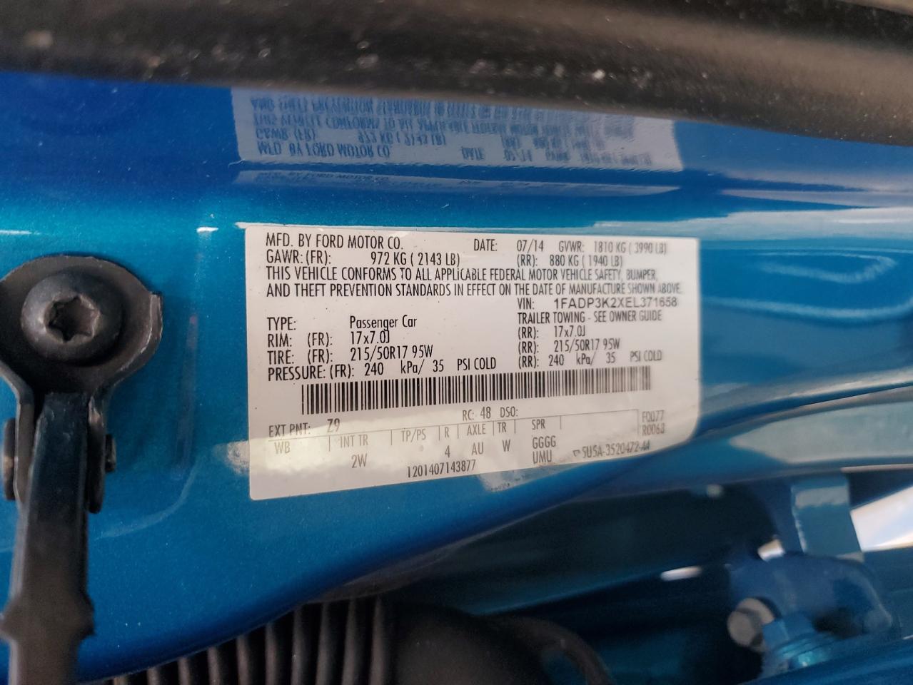 2014 Ford Focus Se Blue vin: 1FADP3K2XEL371658