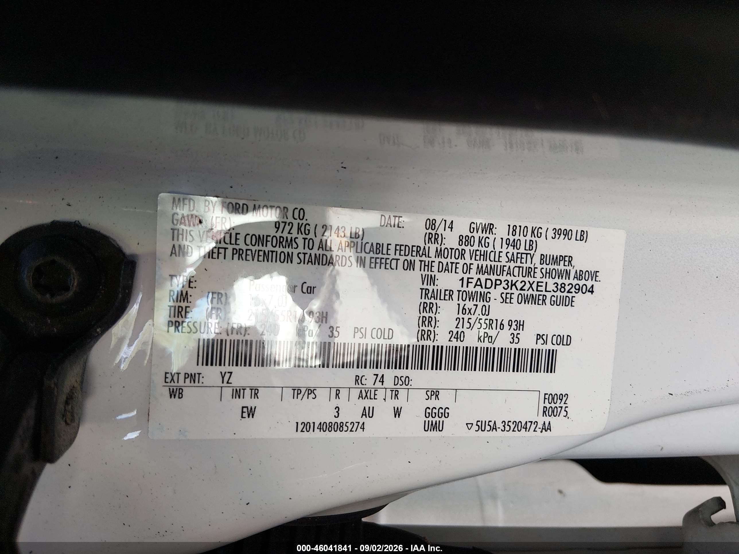 2014 Ford Focus Se White vin: 1FADP3K2XEL382904