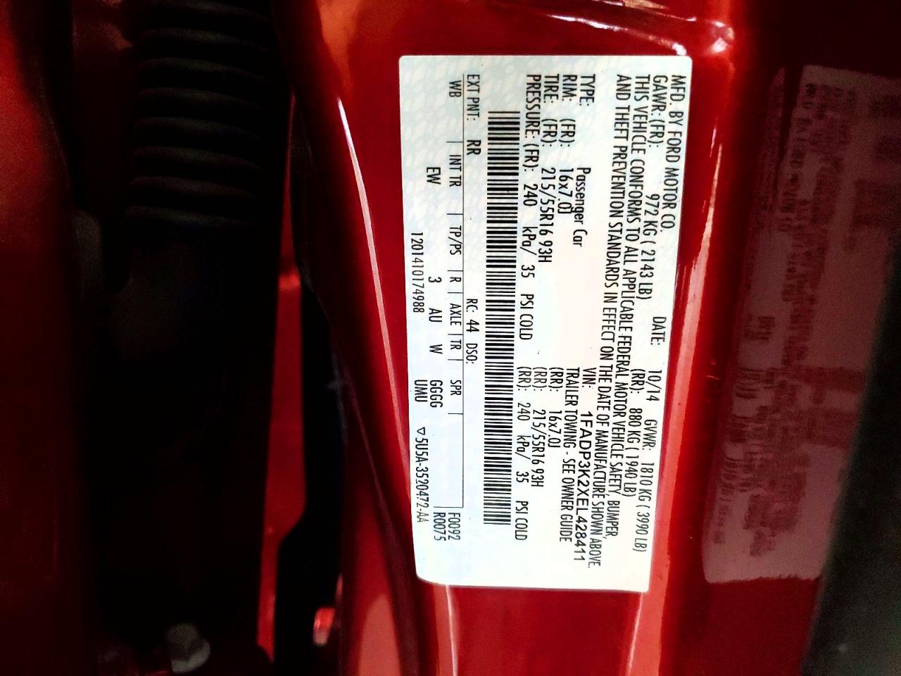 2014 Ford Focus Se Red vin: 1FADP3K2XEL428411