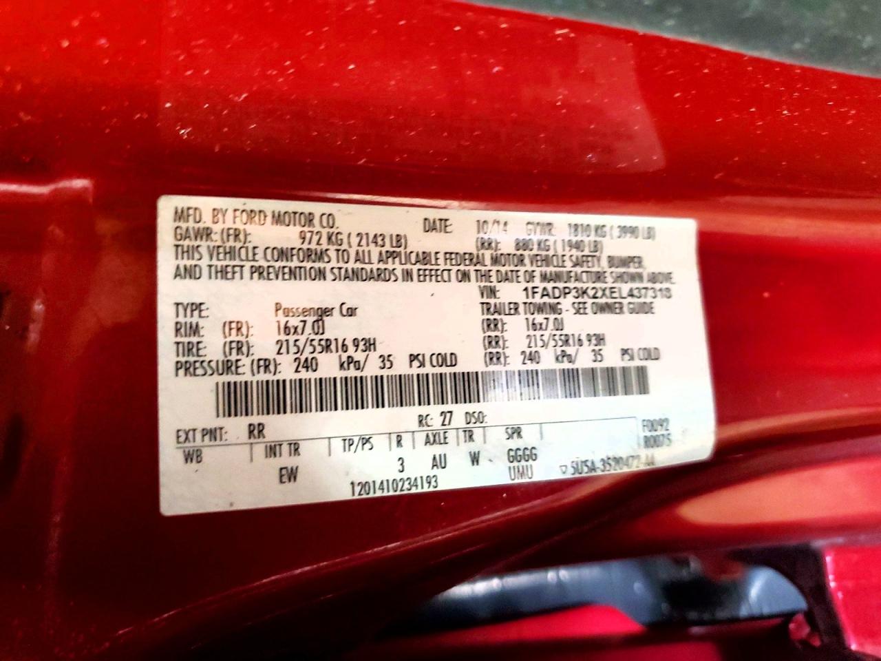 2014 Ford Focus Se Burgundy vin: 1FADP3K2XEL437318