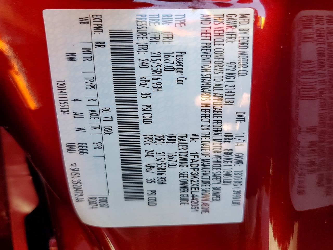 2014 Ford Focus Se Red vin: 1FADP3K2XEL442051