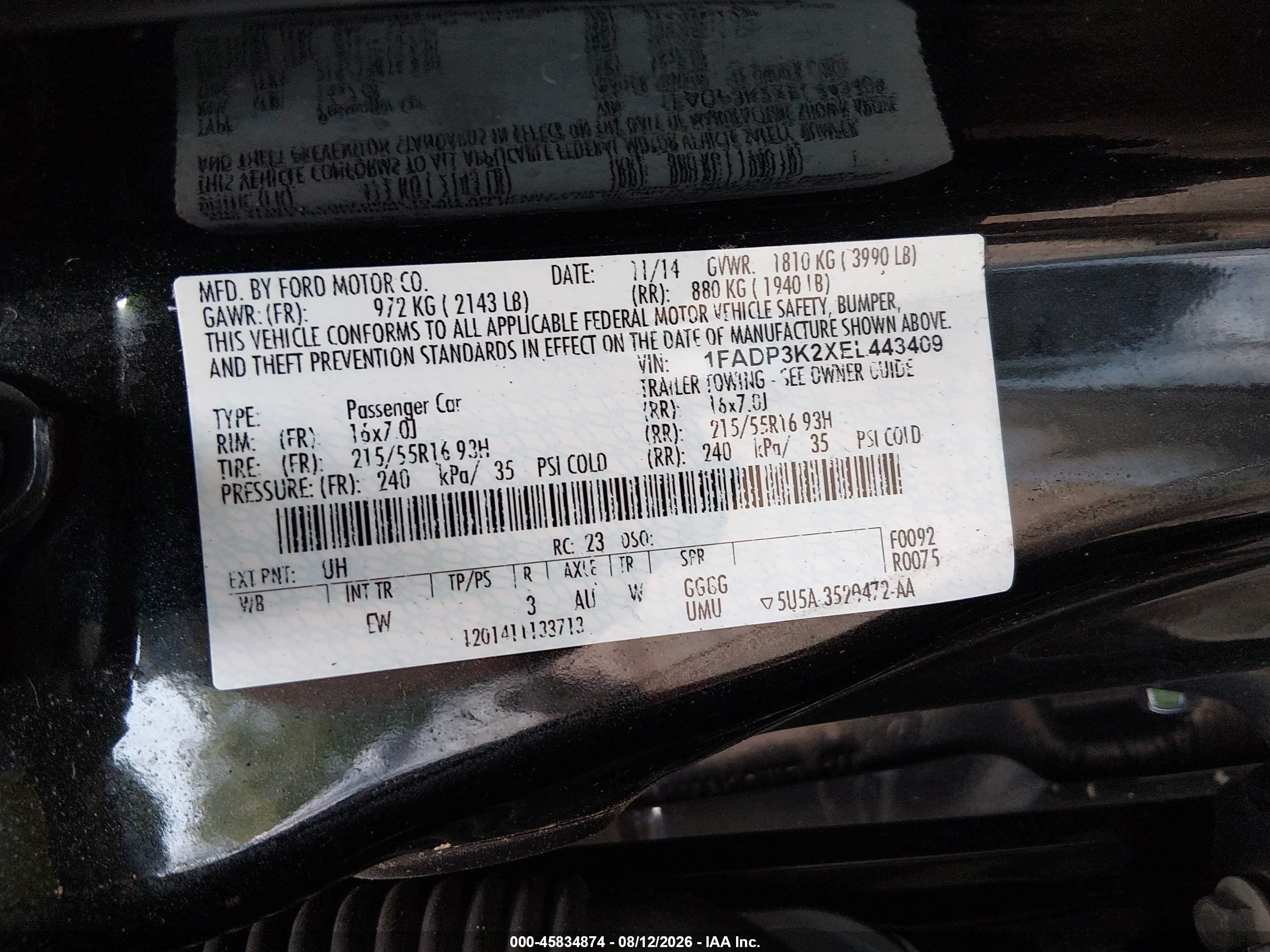 2014 Ford Focus Se Black vin: 1FADP3K2XEL443409