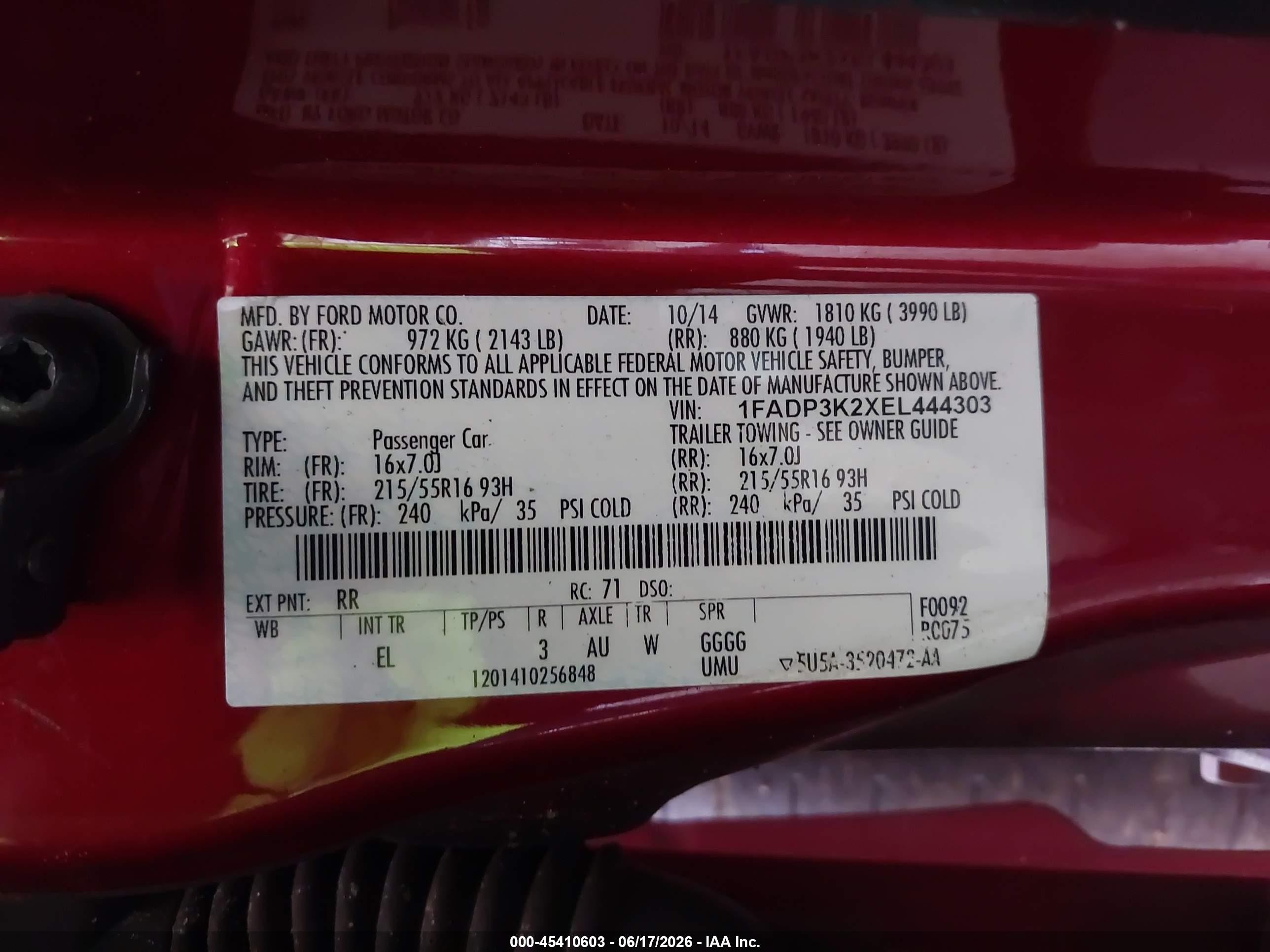 2014 Ford Focus Se Red vin: 1FADP3K2XEL444303