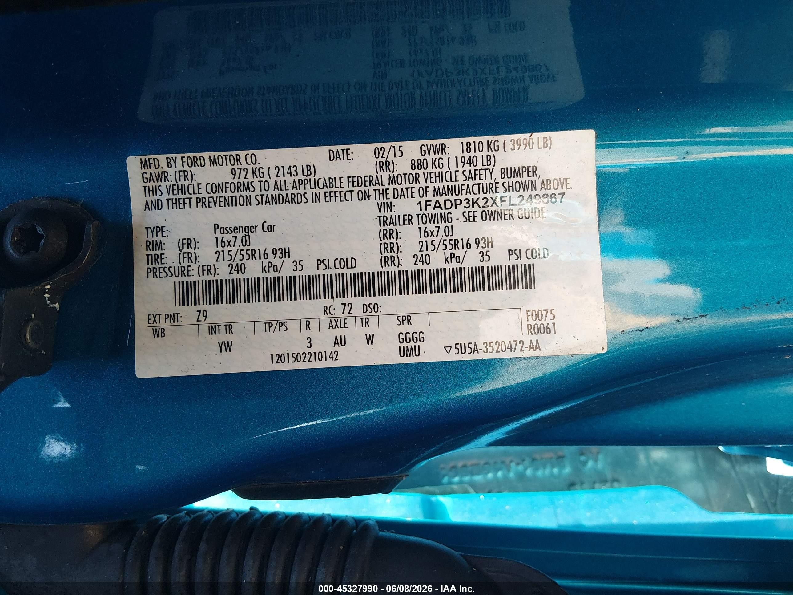 2015 Ford Focus Se Синий vin: 1FADP3K2XFL249867