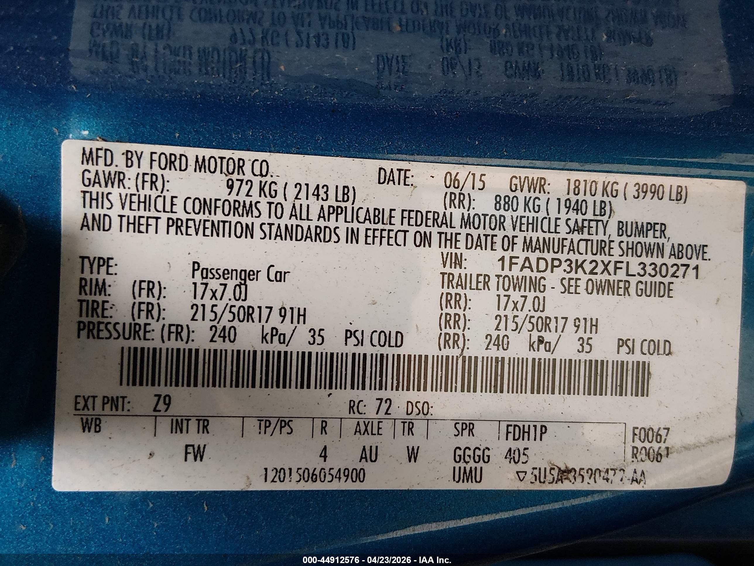 2015 Ford Focus Se Blue vin: 1FADP3K2XFL330271