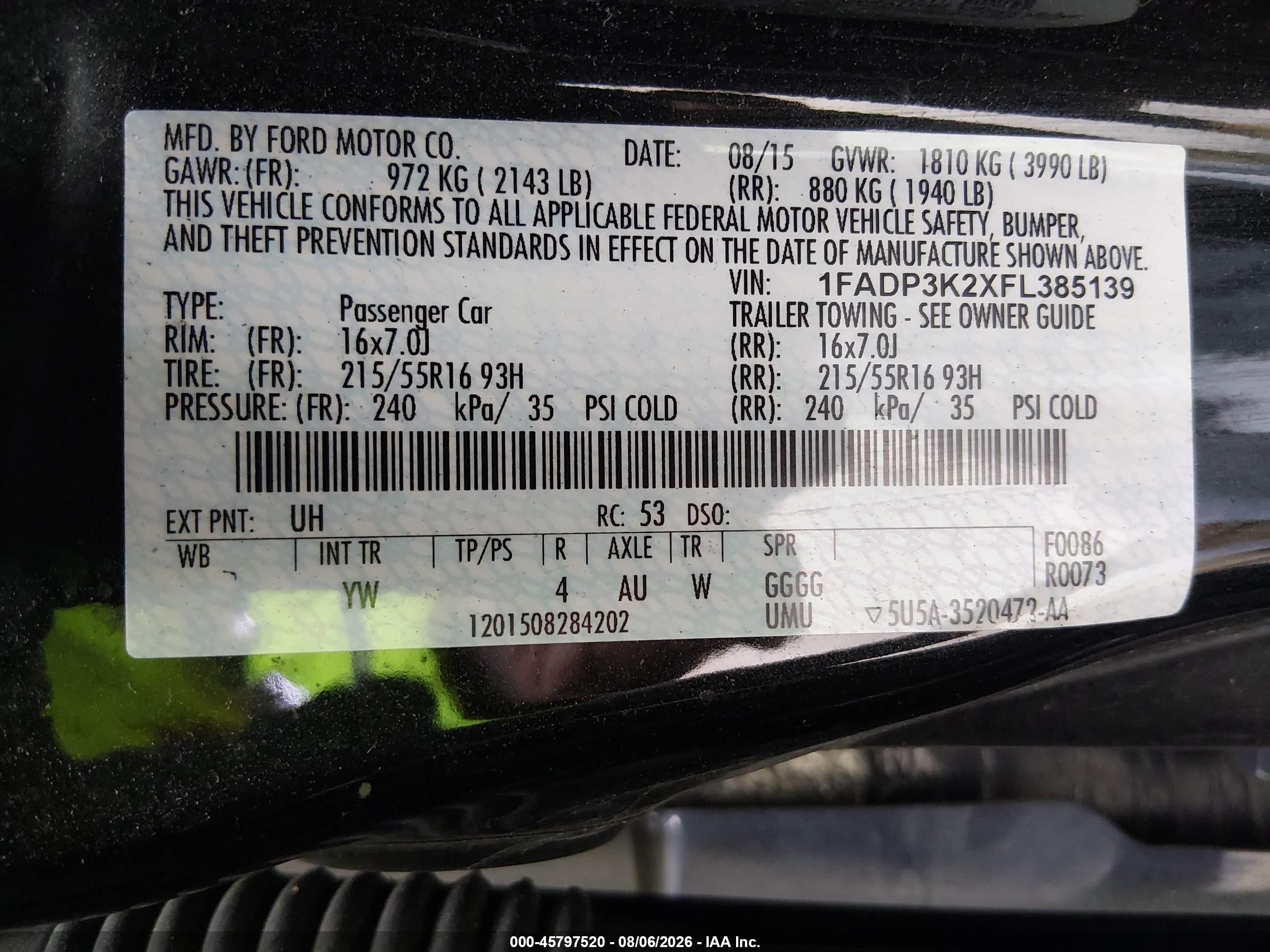 2015 Ford Focus Se Black vin: 1FADP3K2XFL385139