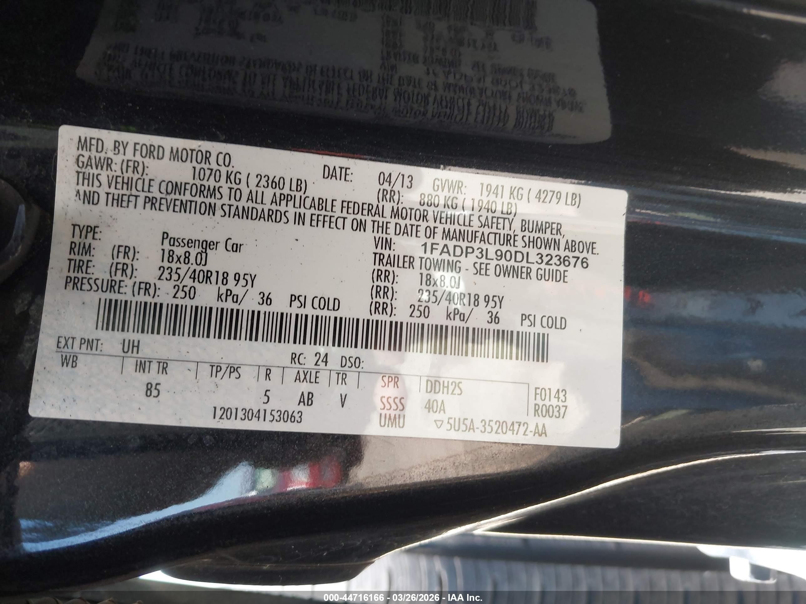 2013 Ford Focus St   Черный vin: 1FADP3L90DL323676