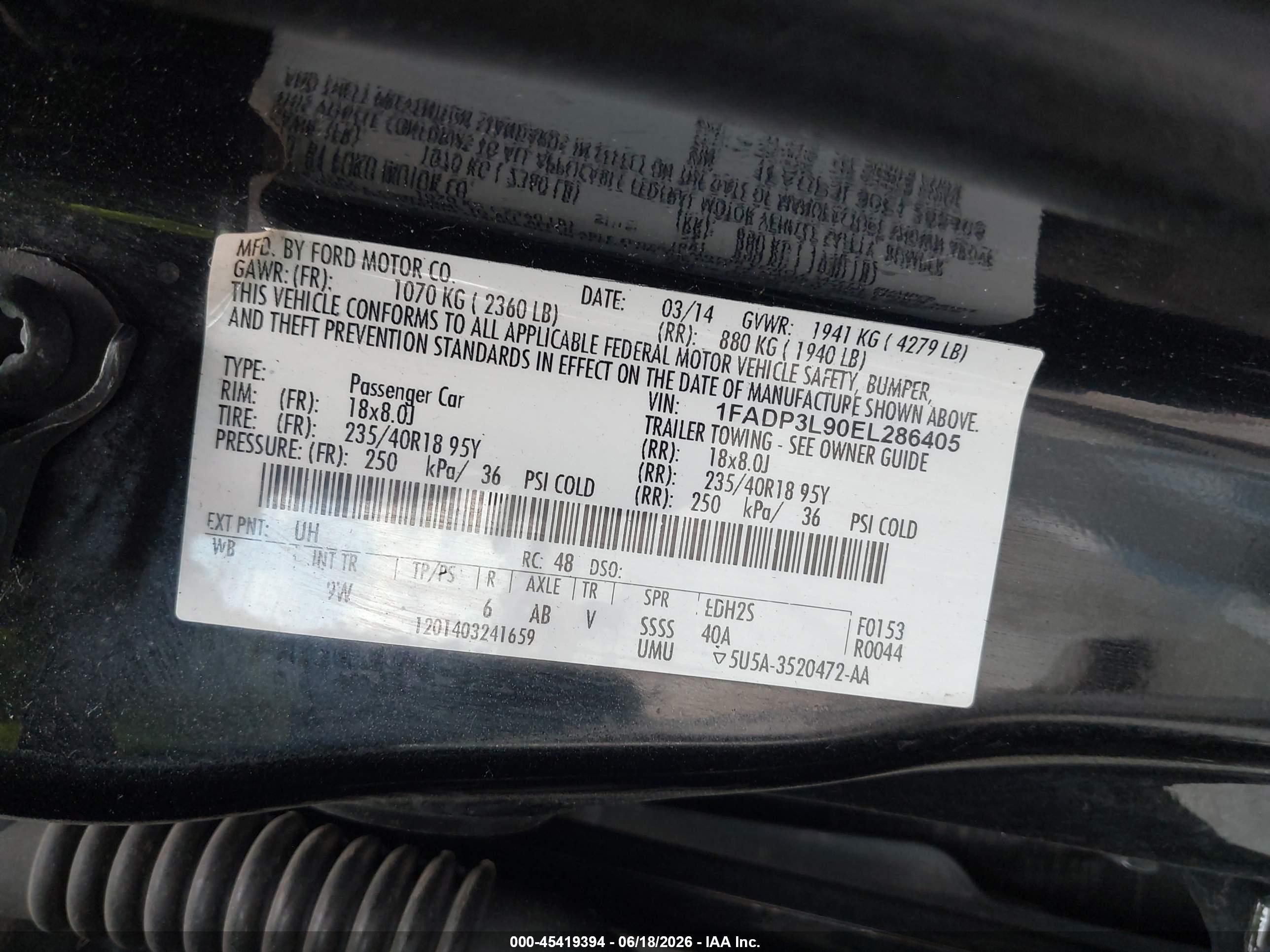2014 Ford Focus St   Black vin: 1FADP3L90EL286405